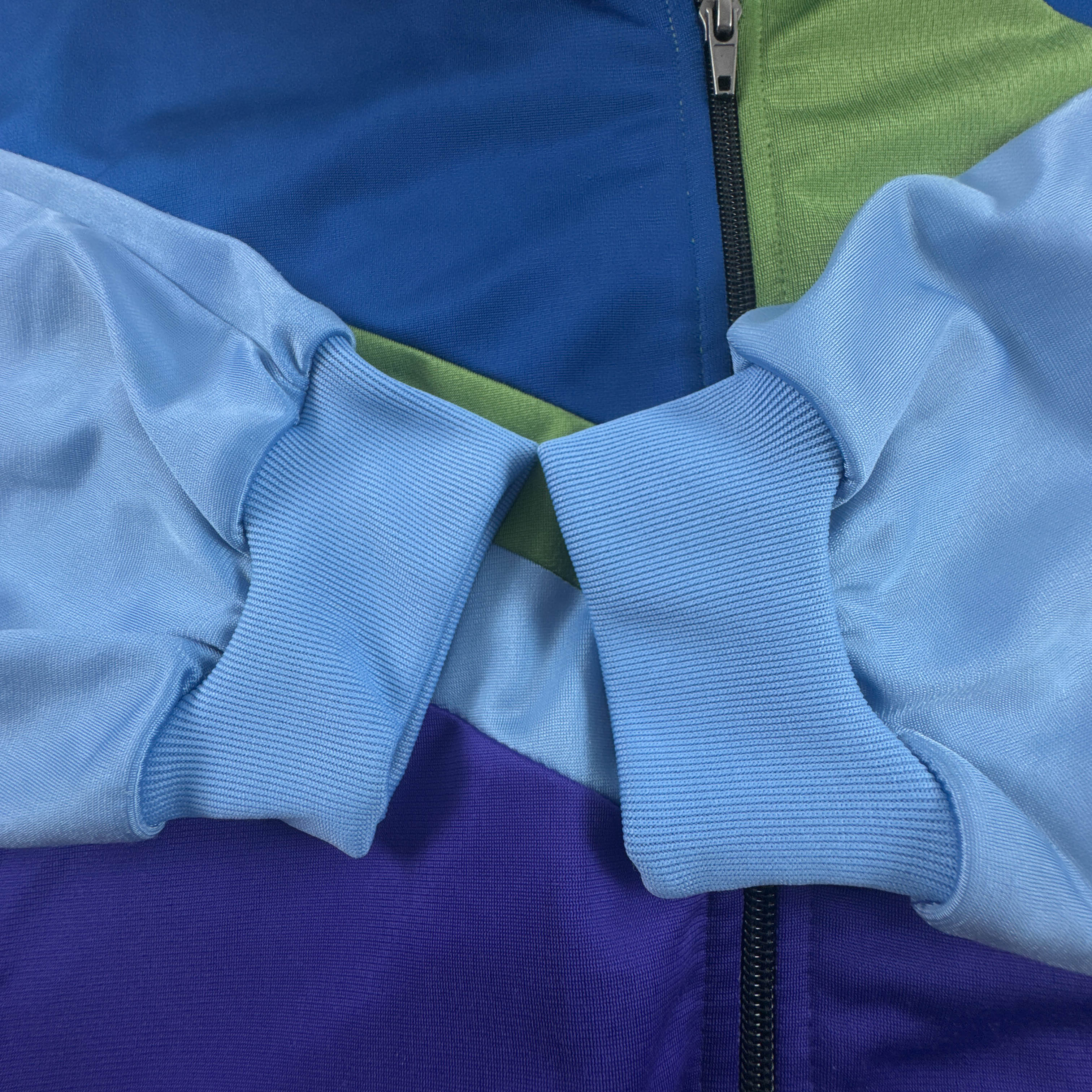 Felpa Reebok Vintage verde blu e viola con zip intera anni 80 90 - Taglia L/XL uomo
