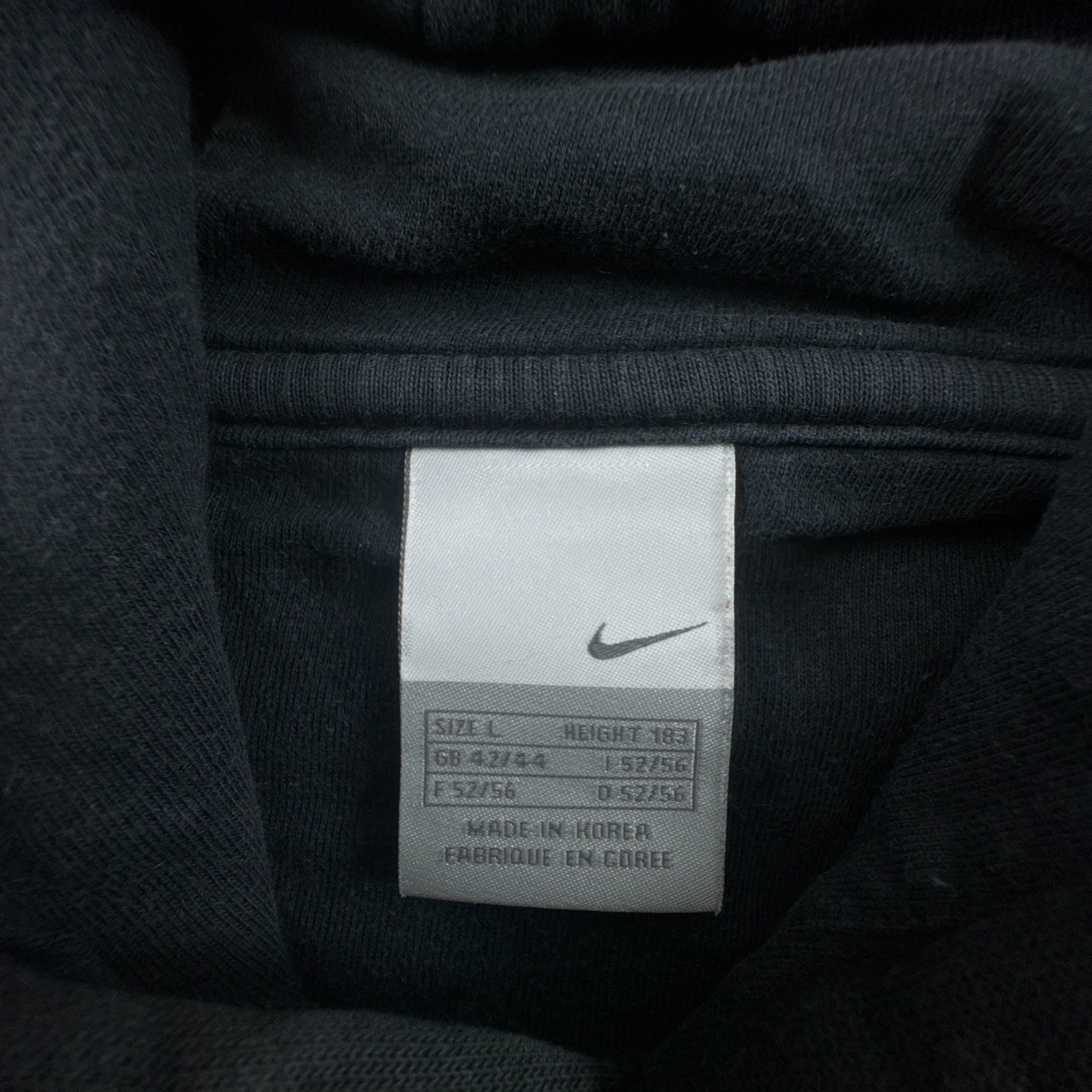 Felpa Nike Vintage nera con stampa frontale e cappuccio anni 90 00 - Taglia M/L uomo