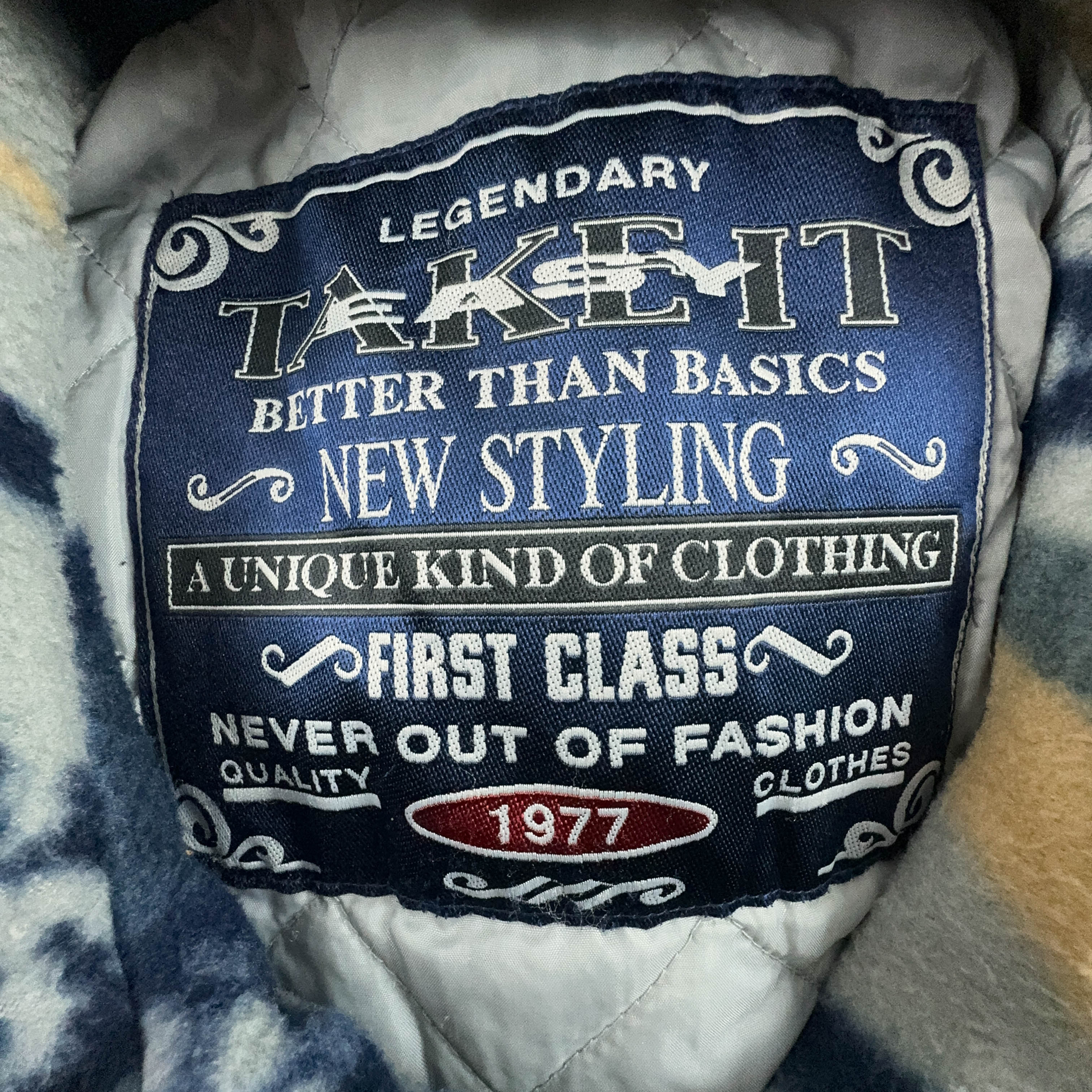 Vintage Blue and Beige Pile with 80's Buttons - Size XL/XXL Men