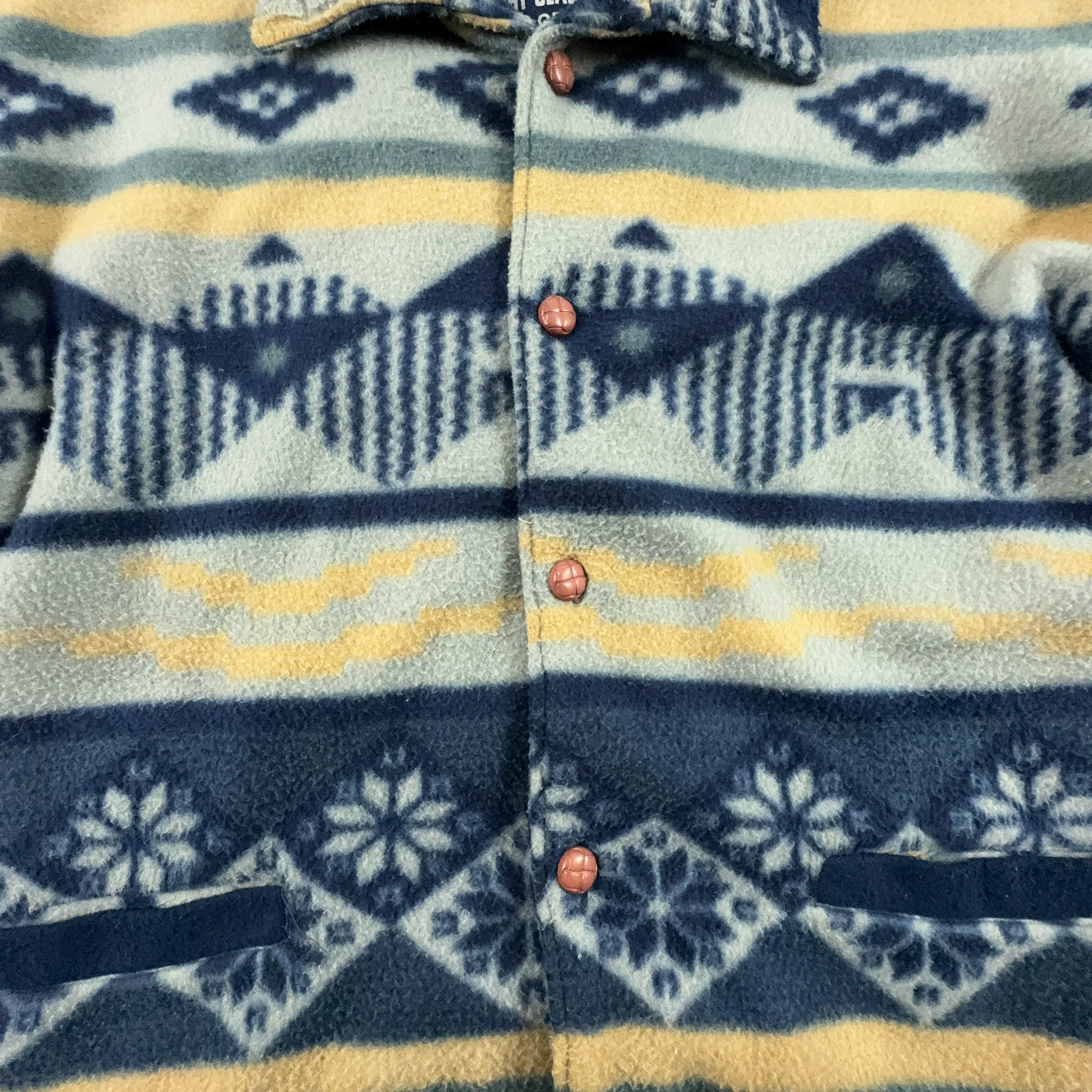 Vintage Blue and Beige Pile with 80's Buttons - Size XL/XXL Men