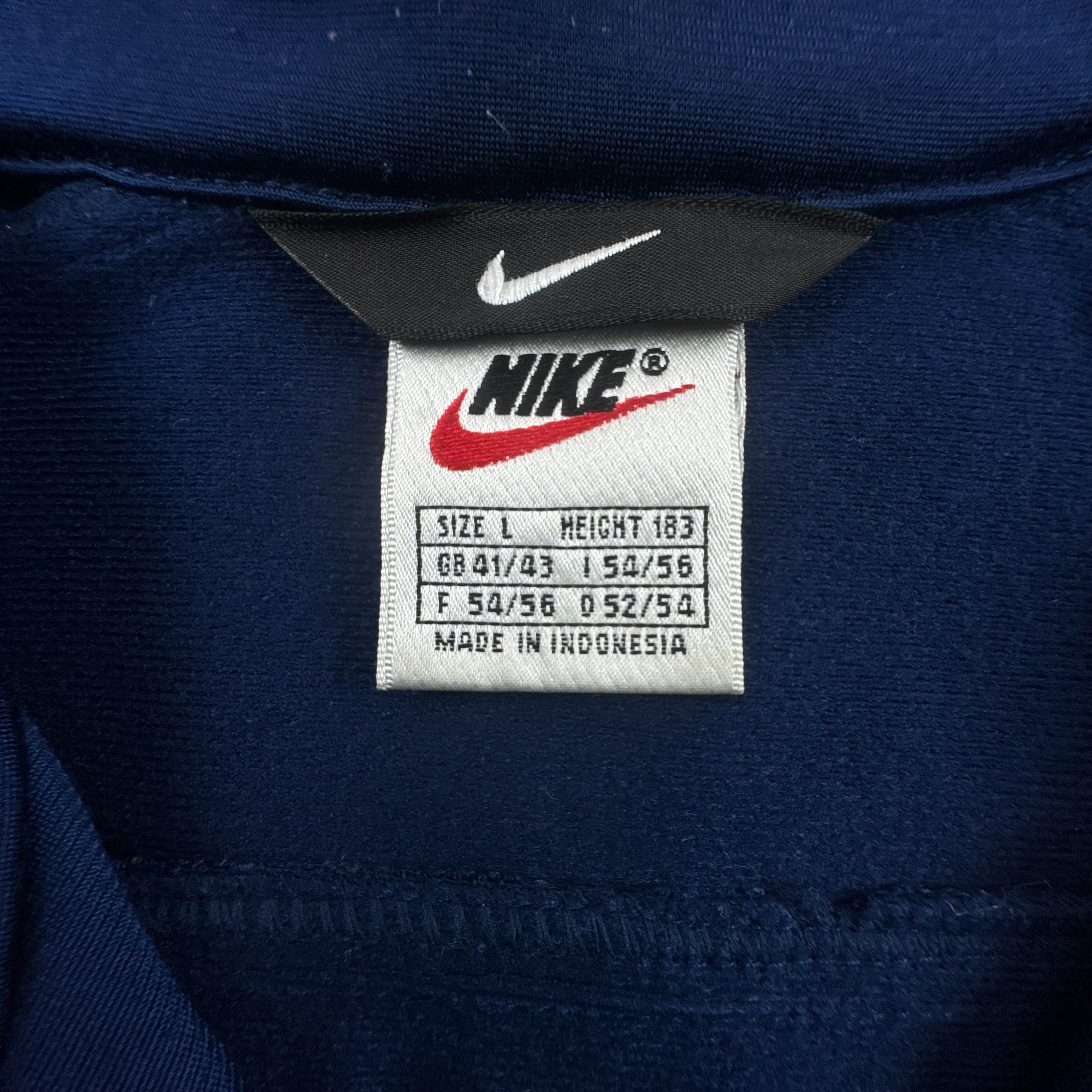 Felpa Nike Vintage blu scura con zip intera e logo ricamato anni 90 - Taglia L uomo