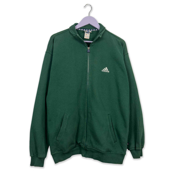 Felpa Adidas Vintage 99 verde con zip - Taglia XL uomo