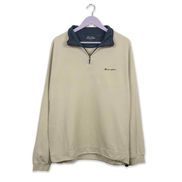 Felpa Champion Vintage beige quarter zip - Taglia L uomo