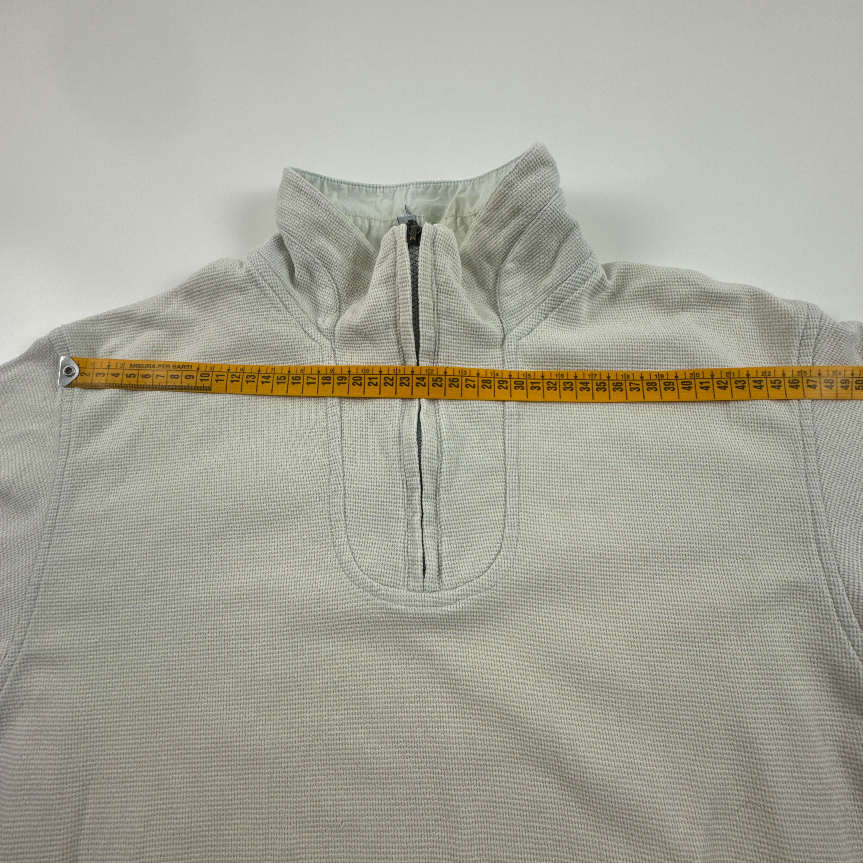 Felpa Sergio Tacchini Vintage bianco panna quarter zip anni 90 00 - Taglia L/XL uomo