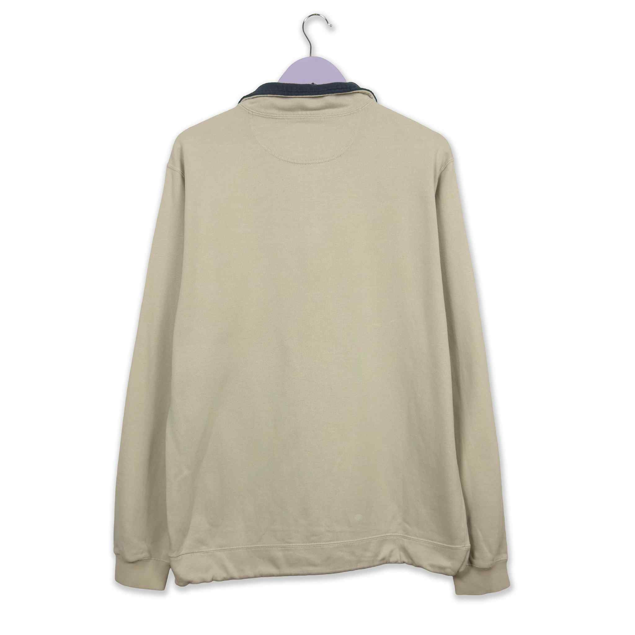 Champion Vintage Beige Quarter Zip Sweatshirt - Size L Men