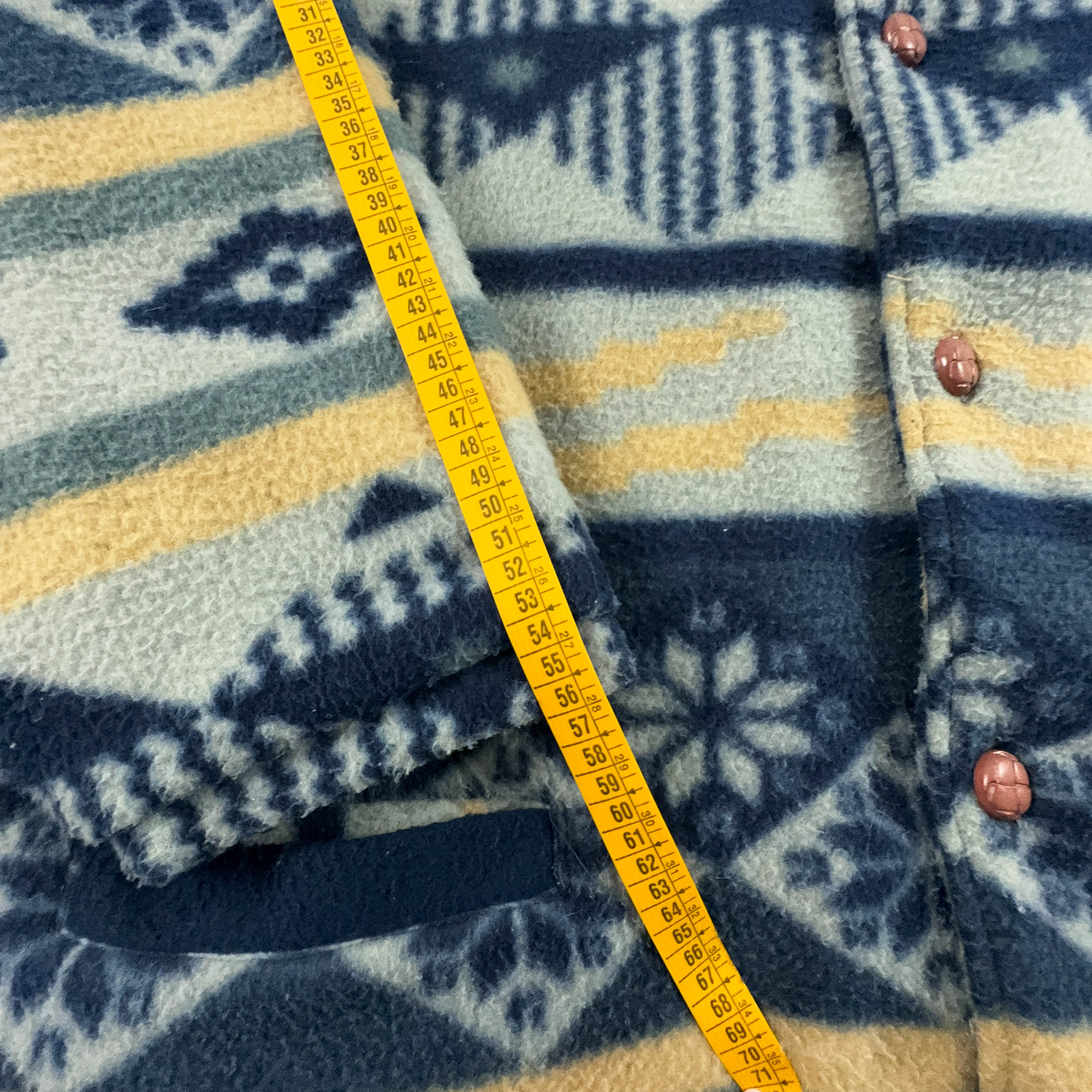 Vintage Blue and Beige Pile with 80's Buttons - Size XL/XXL Men