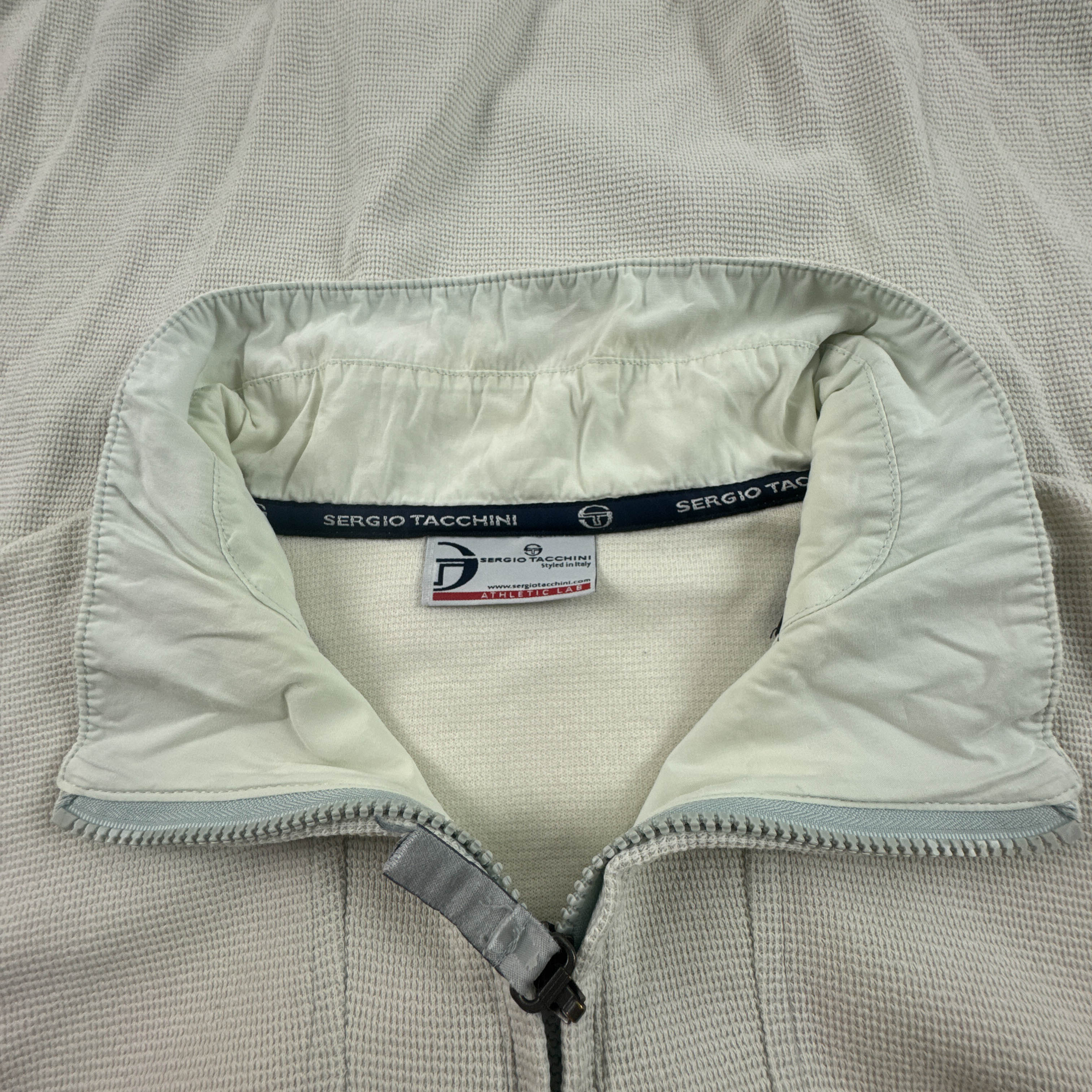Felpa Sergio Tacchini Vintage bianco panna quarter zip anni 90 00 - Taglia L/XL uomo
