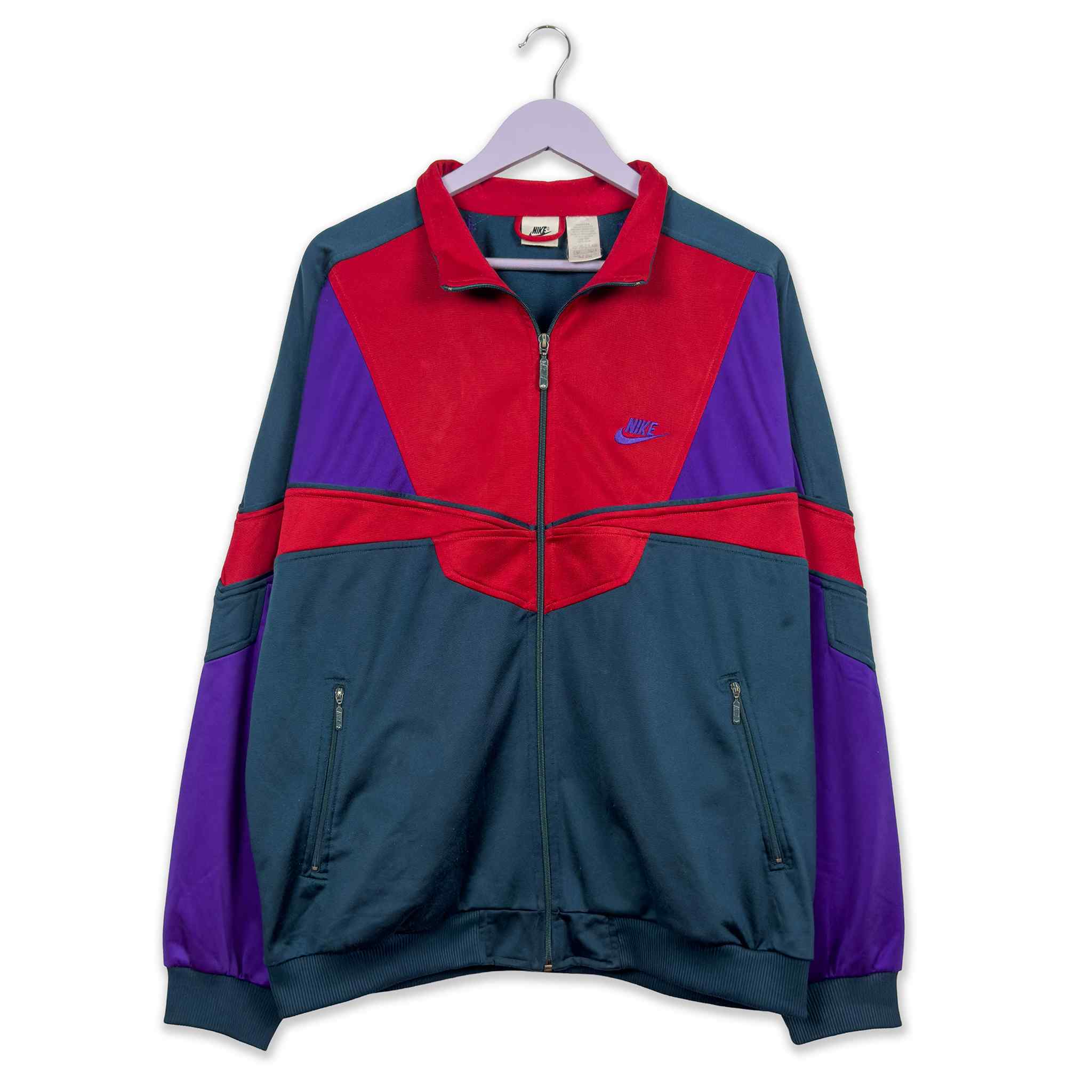 Felpa Nike Vintage anni 90 blu e rossa con zip Taglia XL uomo