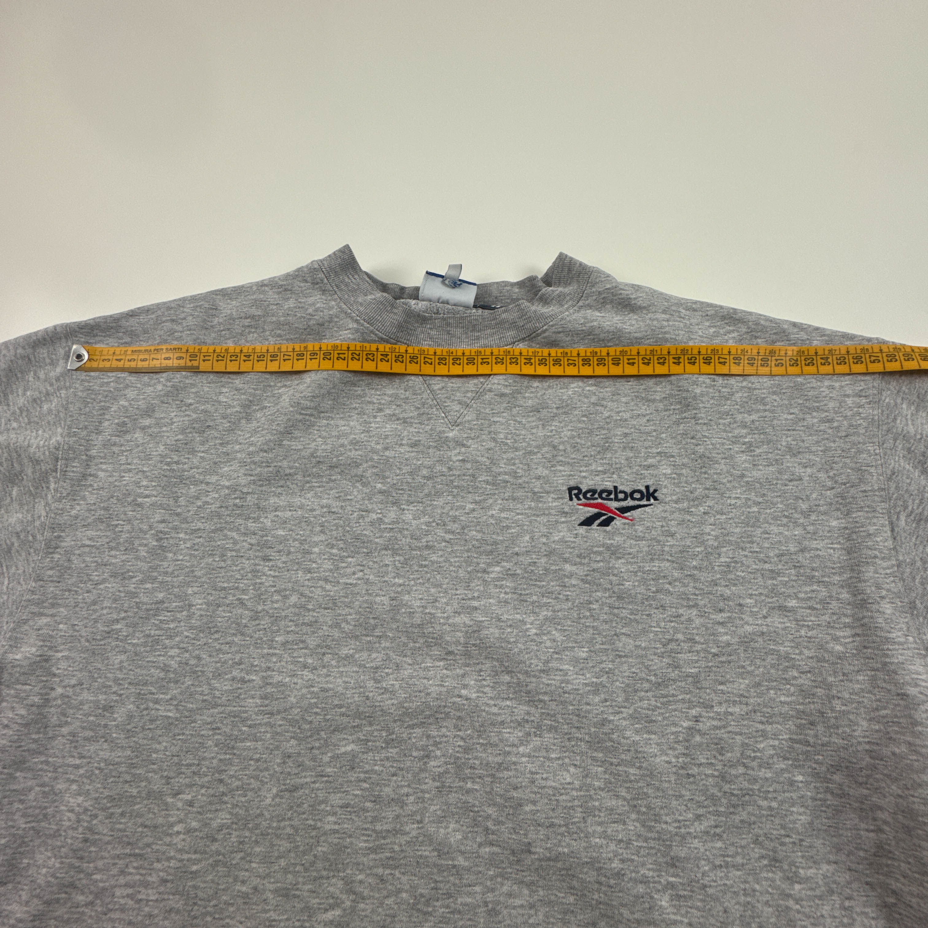 Felpa Reebok Vintage grigia a girocollo con logo ricamato anni 80 90 - Taglia L uomo