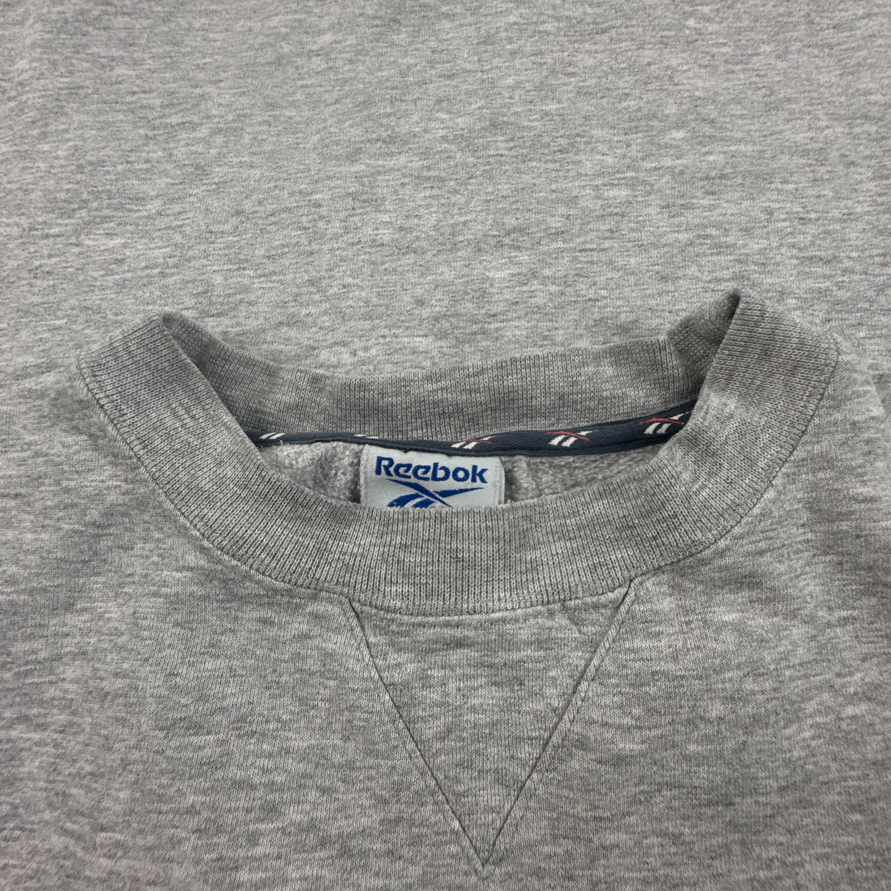 Felpa Reebok Vintage grigia a girocollo con logo ricamato anni 80 90 - Taglia L uomo