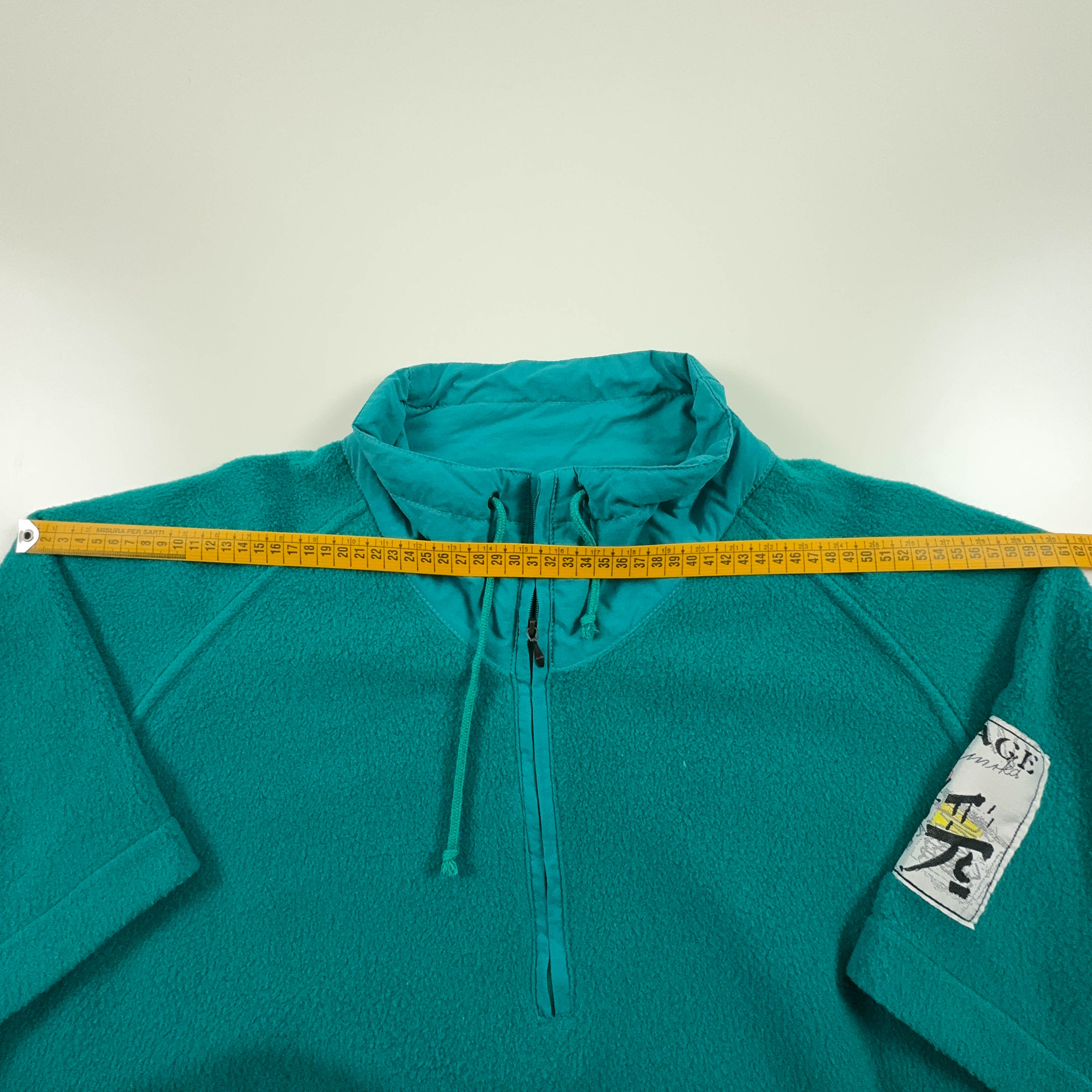 Vintage Green 80's Zip Up Half Sleeve Fleece - Size XL Men