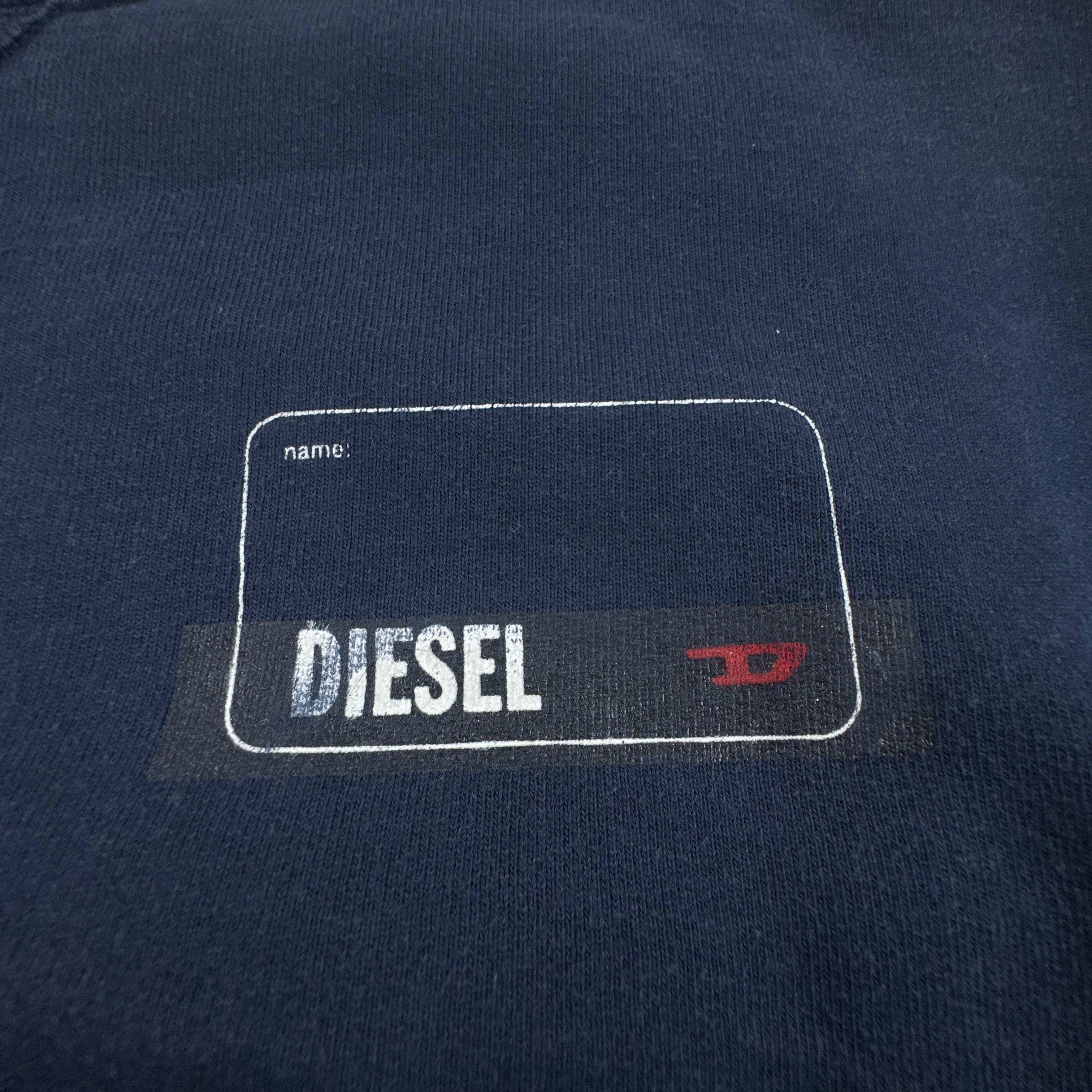 Felpa Diesel Vintage blu scura a girocollo con stampa anni 00 - Taglia XL uomo