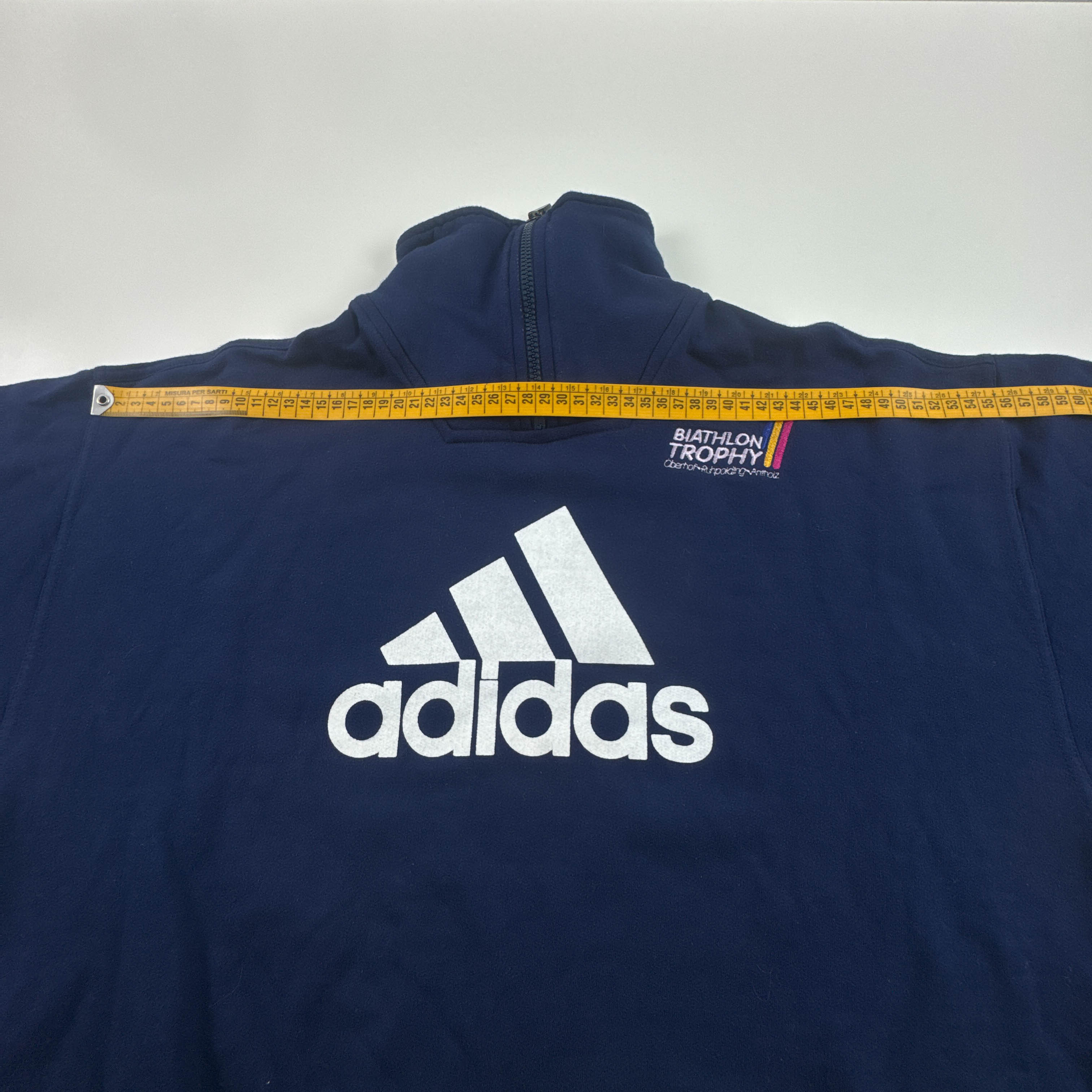 Felpa Adidas Vintage biathlon blu scura con stampa anni 90 - Taglia M uomo