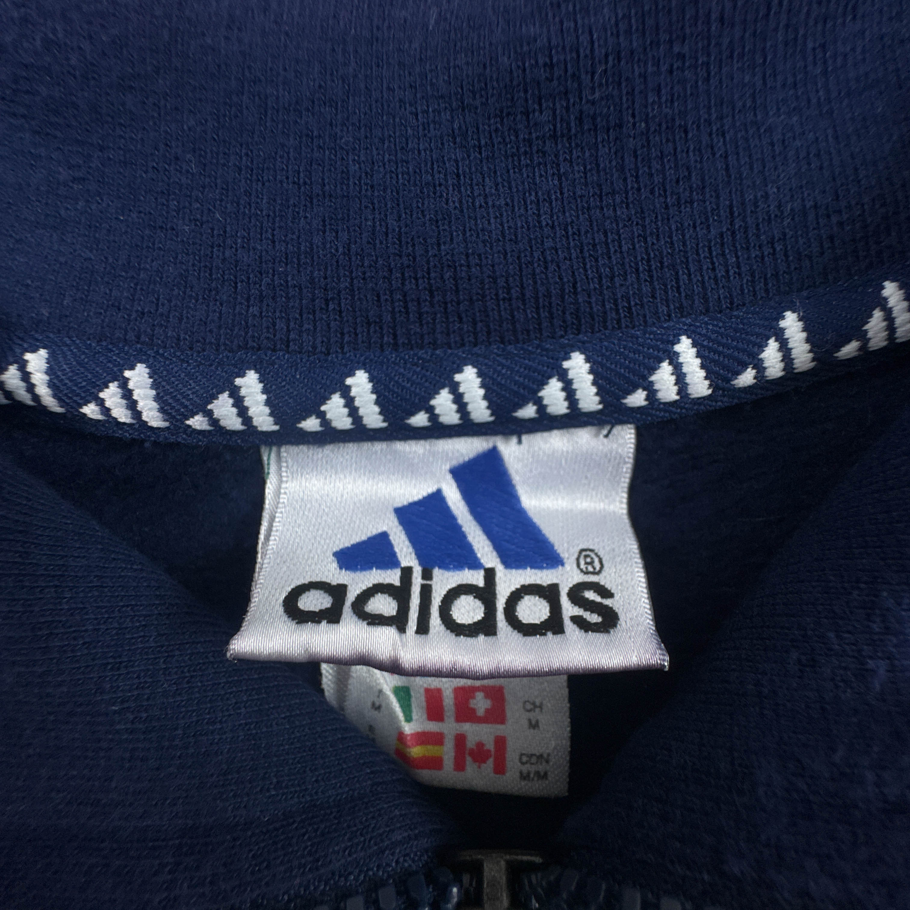 Felpa Adidas Vintage biathlon blu scura con stampa anni 90 - Taglia M uomo
