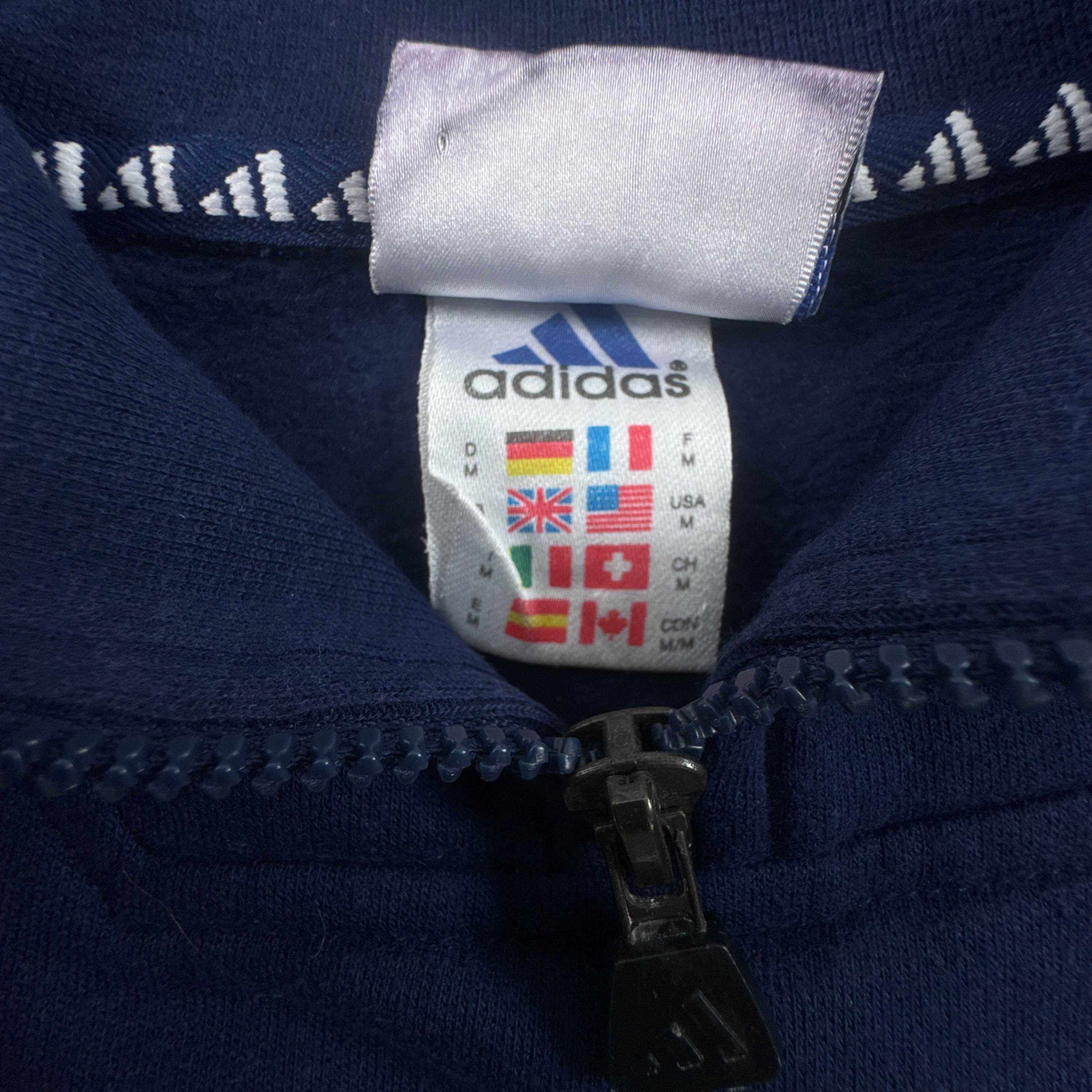 Felpa Adidas Vintage biathlon blu scura con stampa anni 90 - Taglia M uomo
