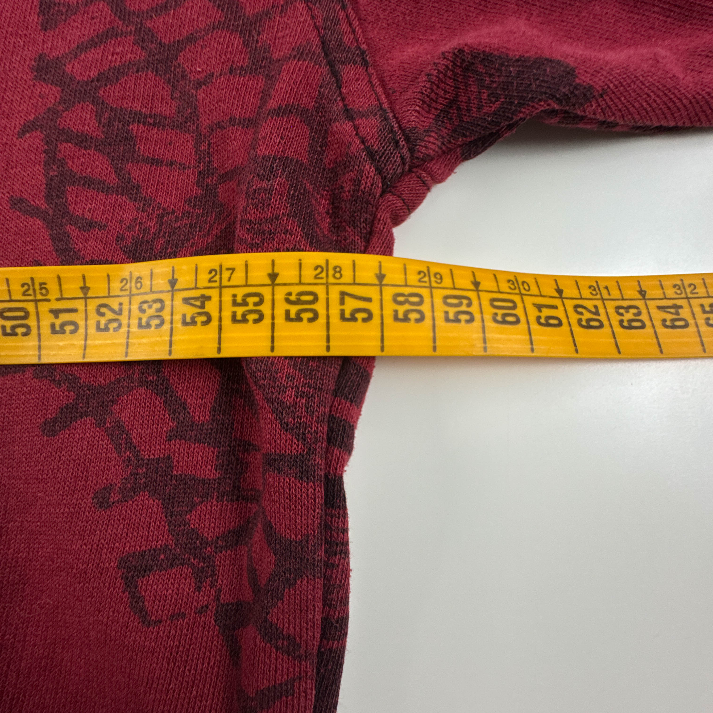 Felpa Reebok Vintage rossa con stampa all over quarter zip anni 90 00 - Taglia M uomo