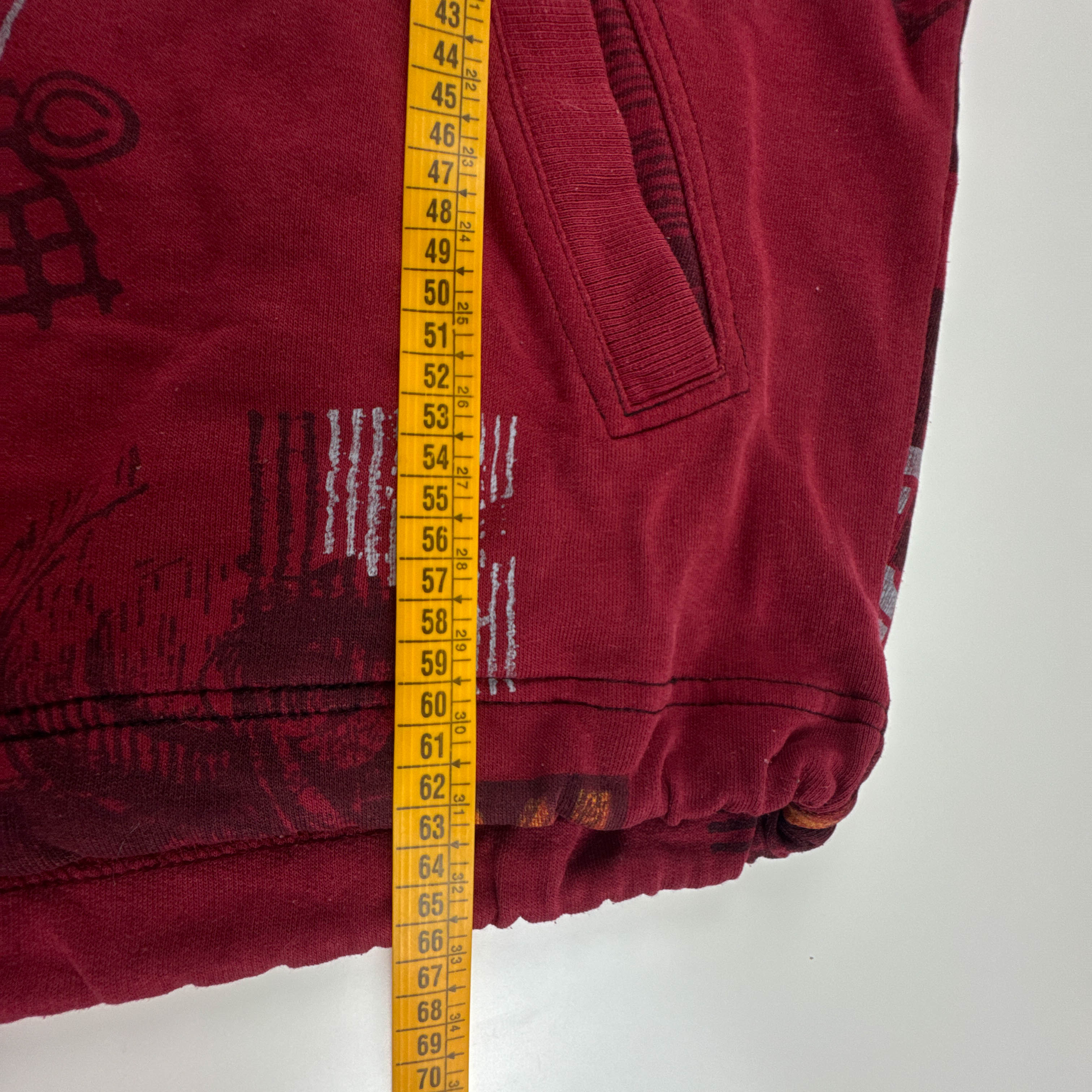 Felpa Reebok Vintage rossa con stampa all over quarter zip anni 90 00 - Taglia M uomo