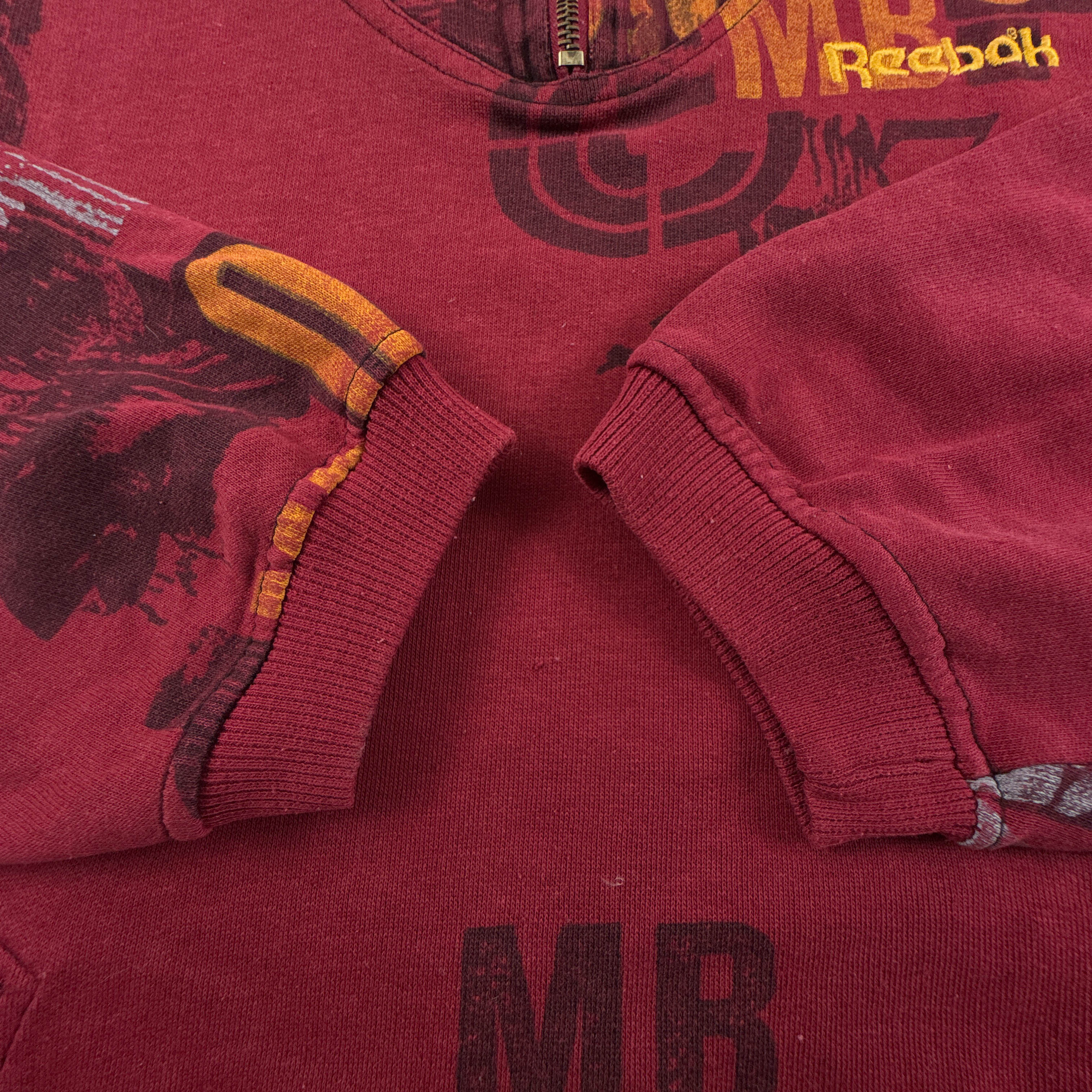 Felpa Reebok Vintage rossa con stampa all over quarter zip anni 90 00 - Taglia M uomo