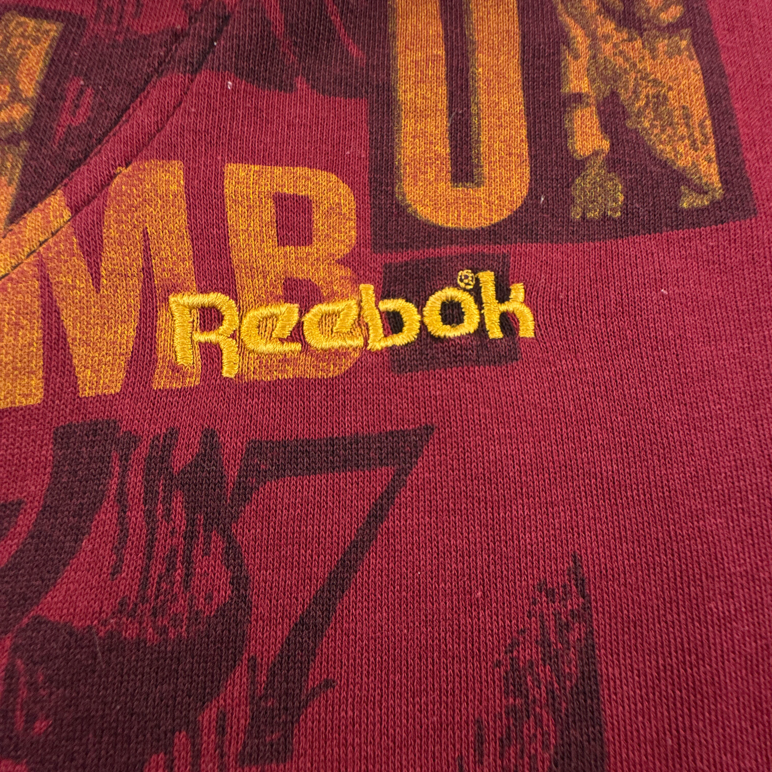 Felpa Reebok Vintage rossa con stampa all over quarter zip anni 90 00 - Taglia M uomo