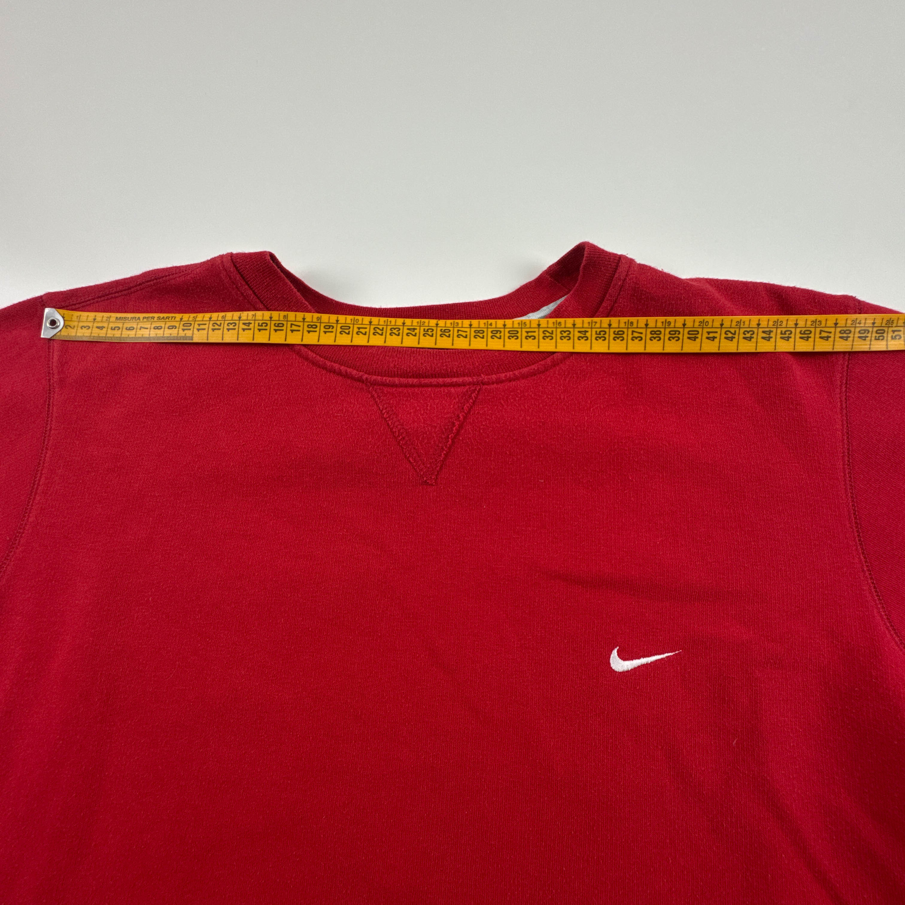 Felpa Nike Vintage rossa a girocollo con logo ricamato anni 80 90 - Taglia L uomo