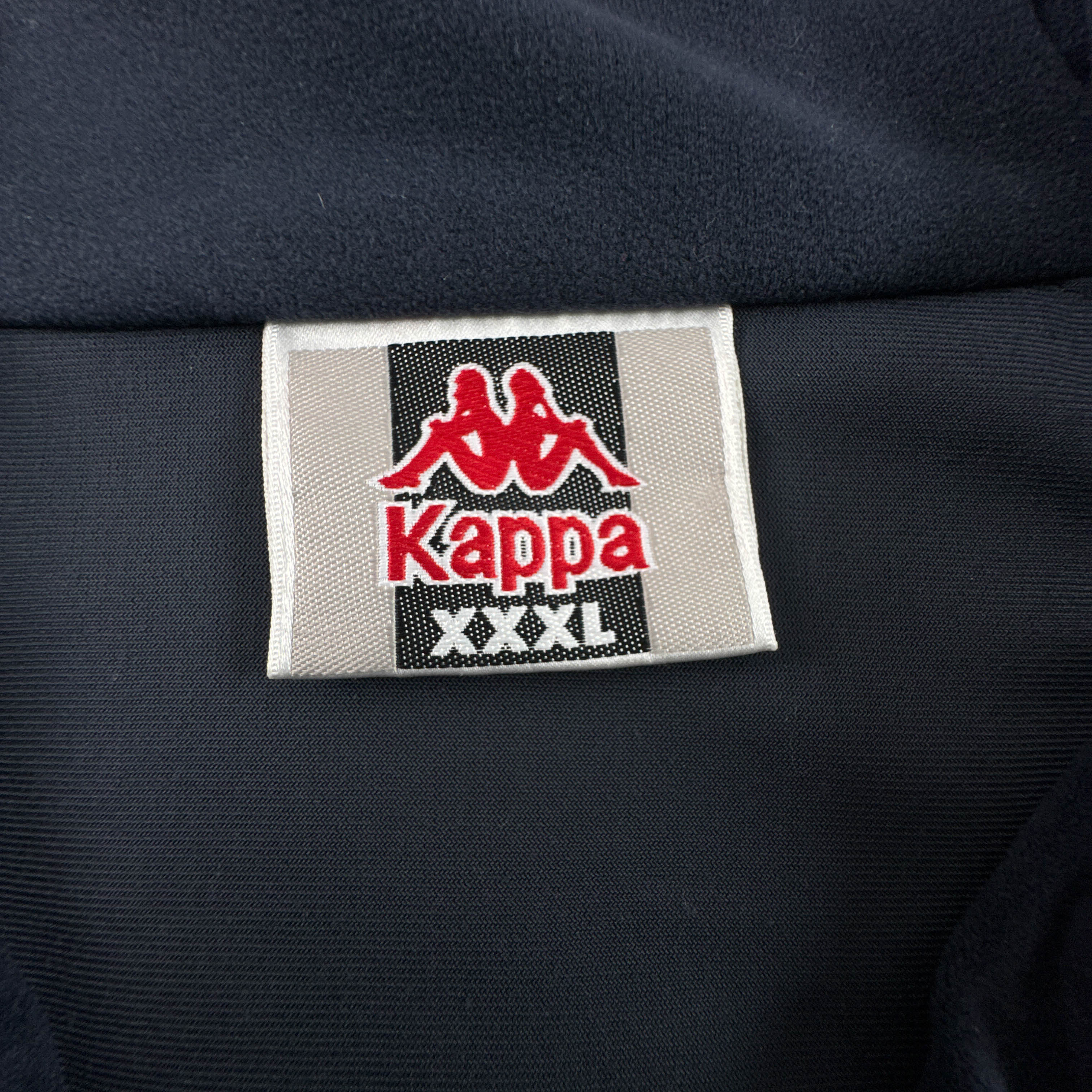 Felpa Kappa Vintage blu scura e grigia con zip e ricamo anni 80 90 - Taglia 3XL uomo