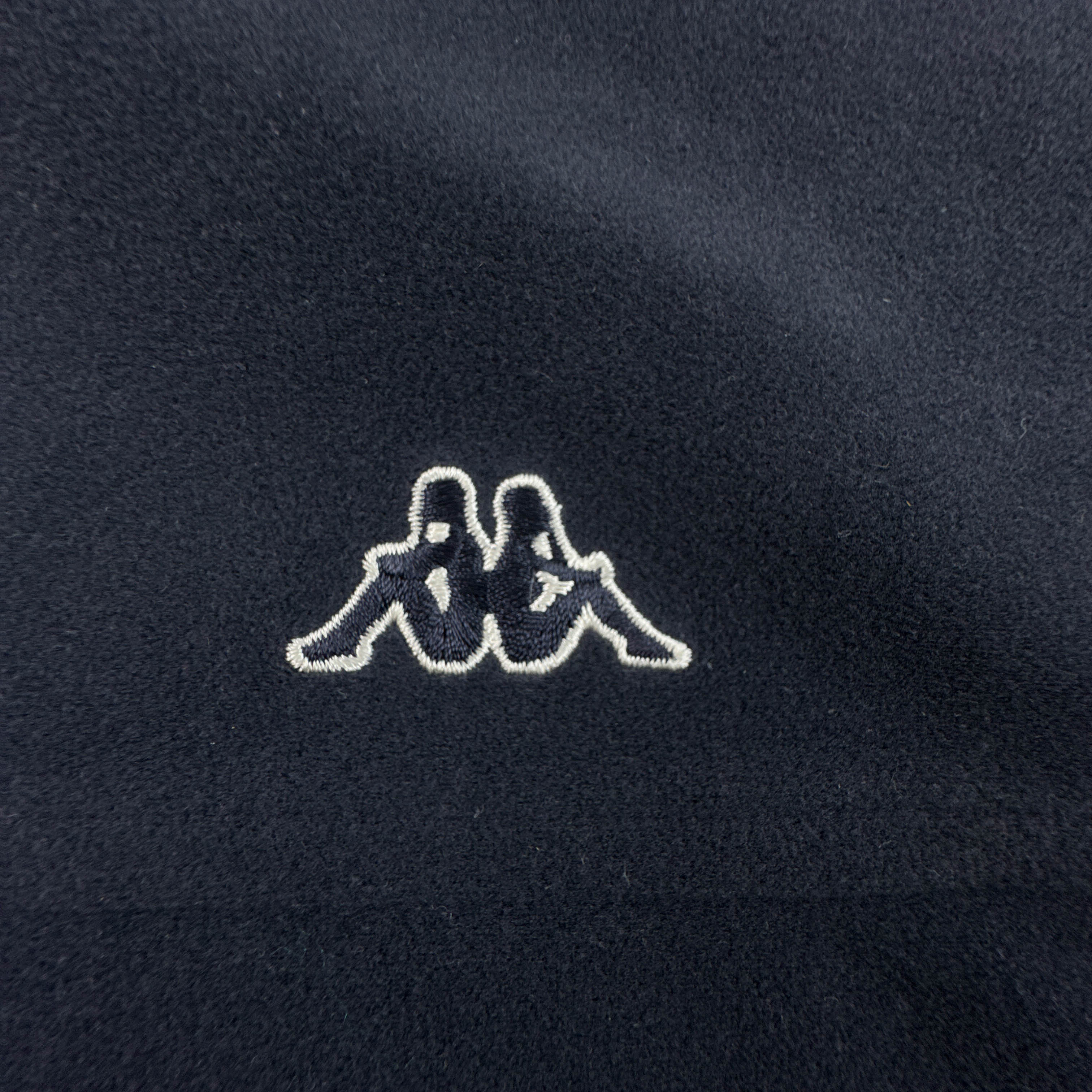 Felpa Kappa Vintage blu scura e grigia con zip e ricamo anni 80 90 - Taglia 3XL uomo
