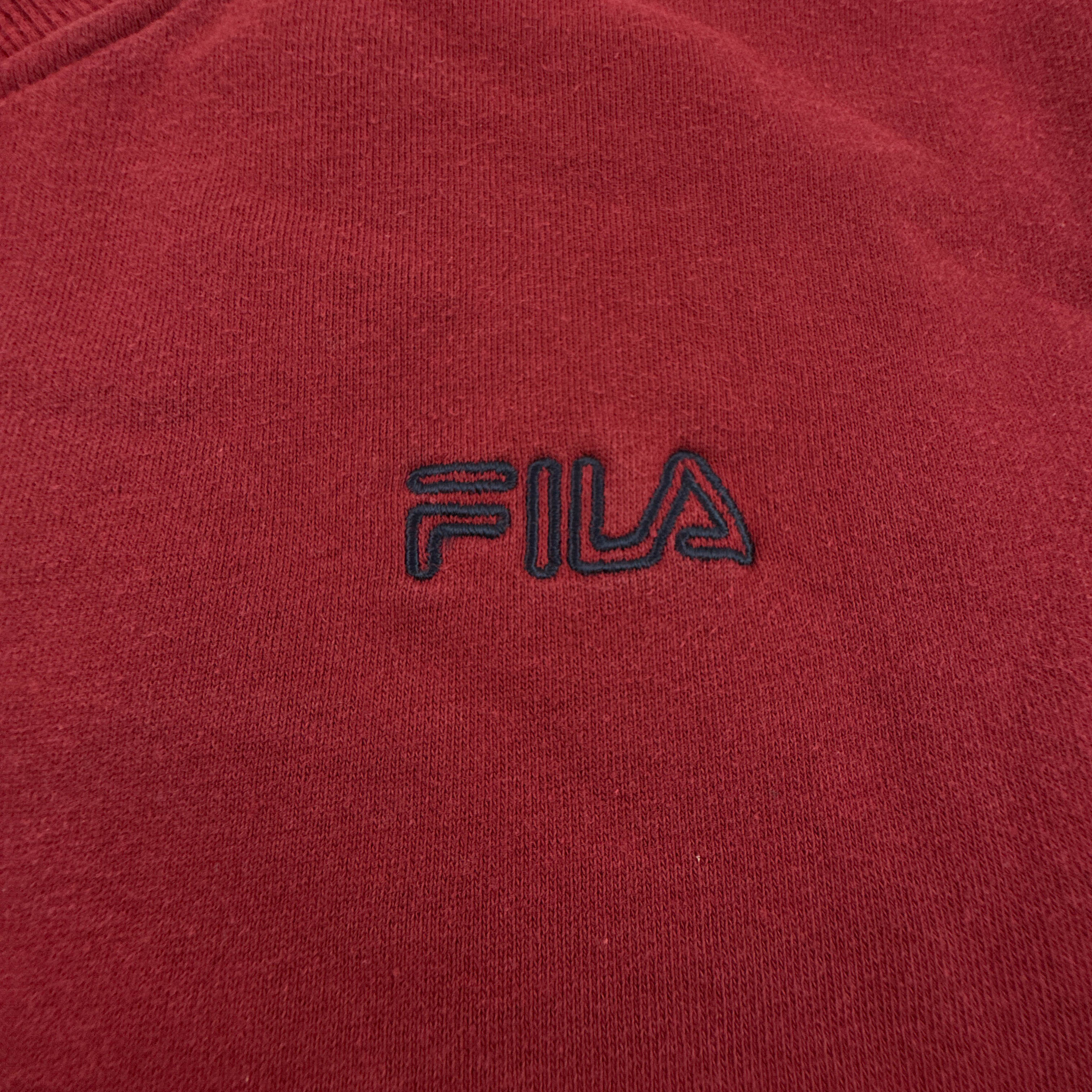 Felpa Fila Vintage rossa scura a girocollo logo ricamato anni 80 90 - Taglia 52/54 uomo