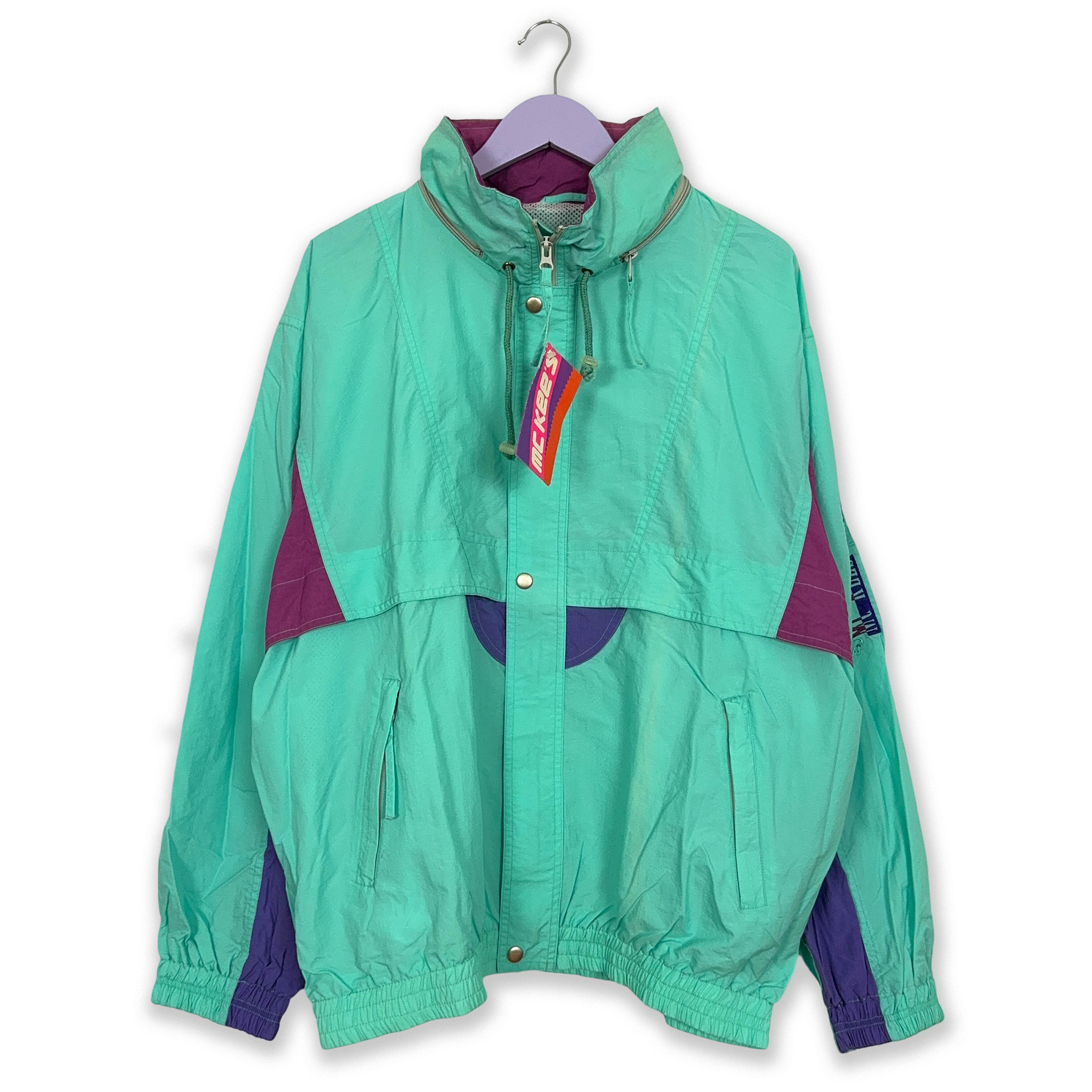 Giacca a vento Mc Kee's Vintage verde con zip - Taglia 54 uomo