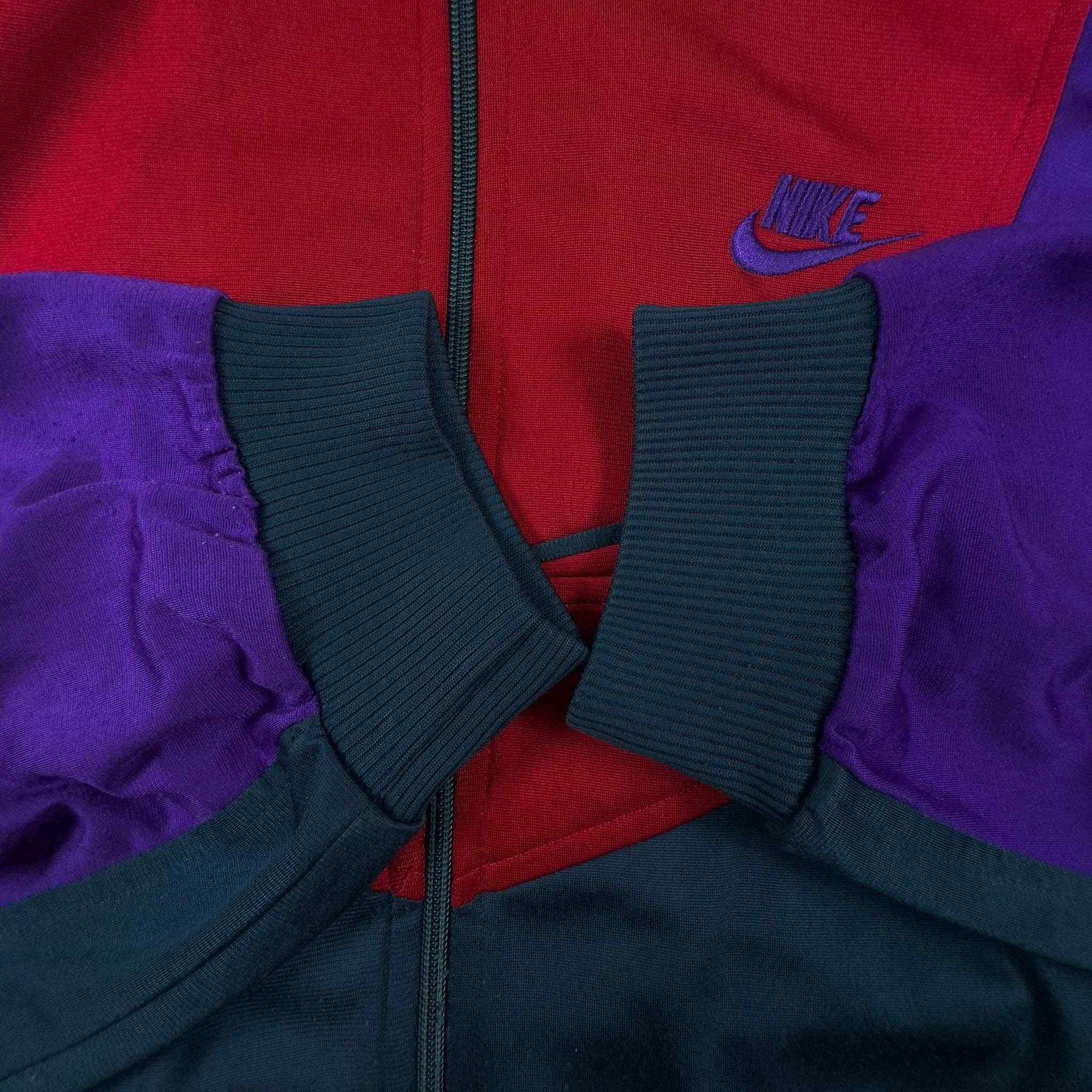 Felpa Nike Vintage anni 90 blu e rossa con zip - Taglia XL uomo