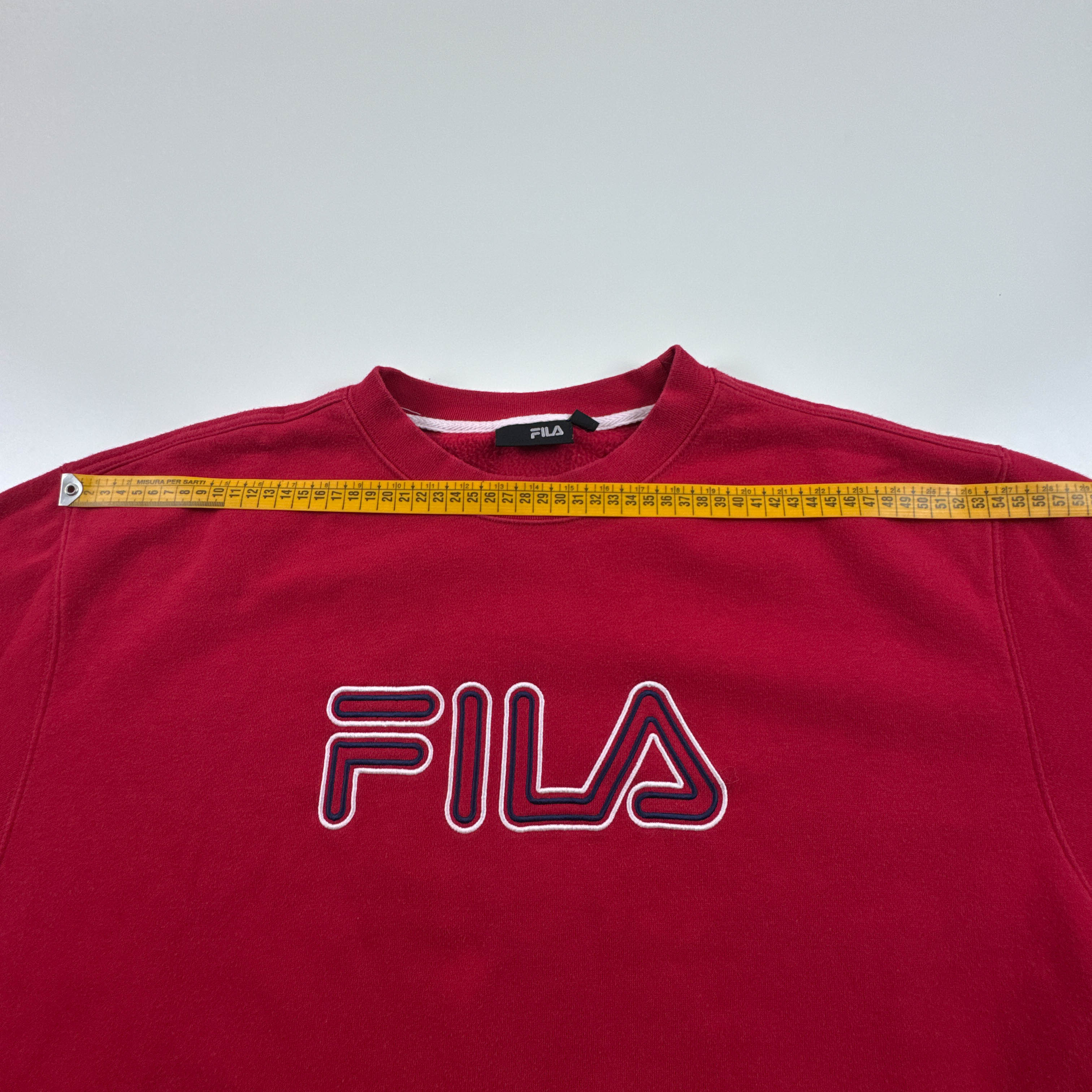 Felpa Fila Vintage rossa a girocollo logo ricamato anni 90 00 - Taglia L uomo