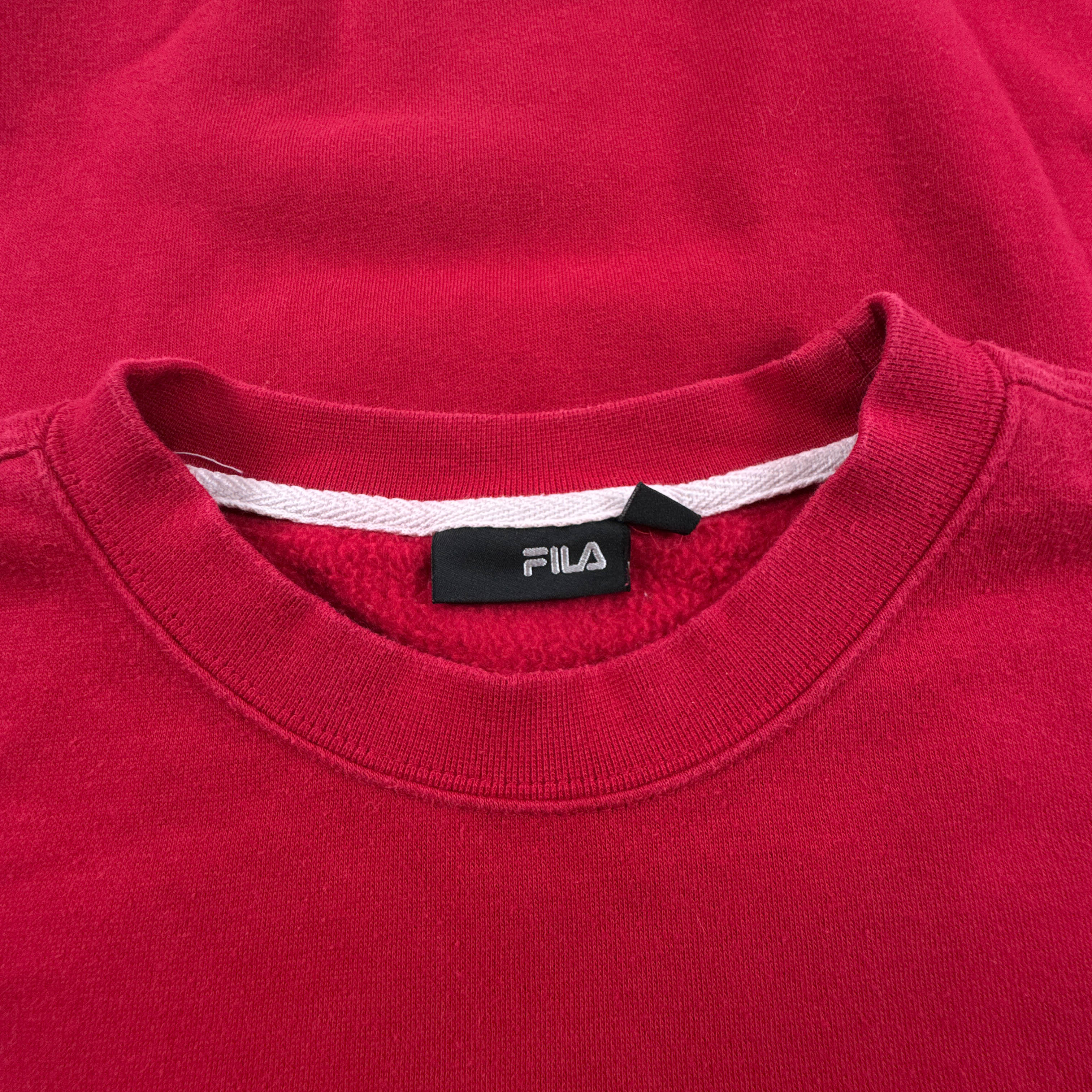 Felpa Fila Vintage rossa a girocollo logo ricamato anni 90 00 - Taglia L uomo