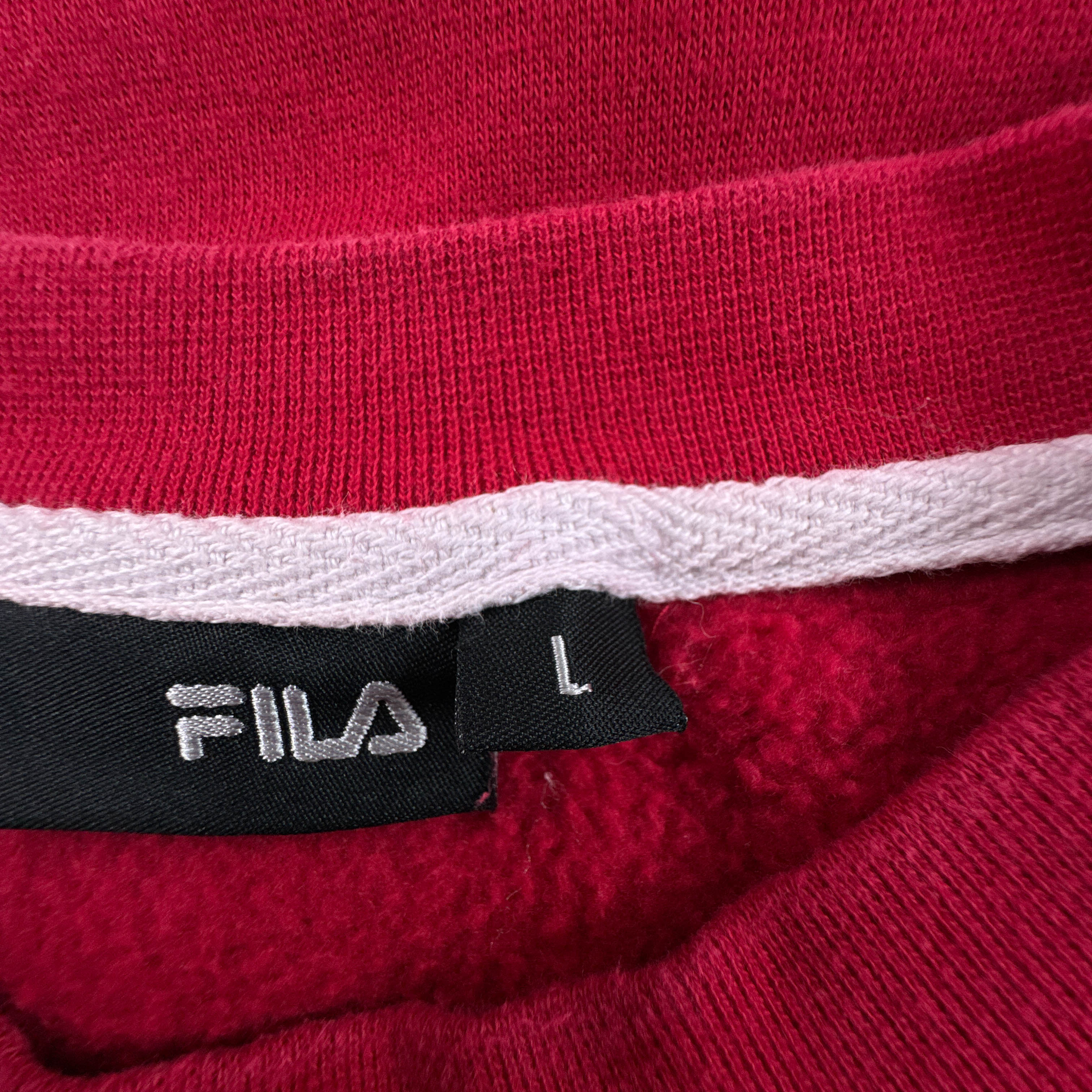 Felpa Fila Vintage rossa a girocollo logo ricamato anni 90 00 - Taglia L uomo