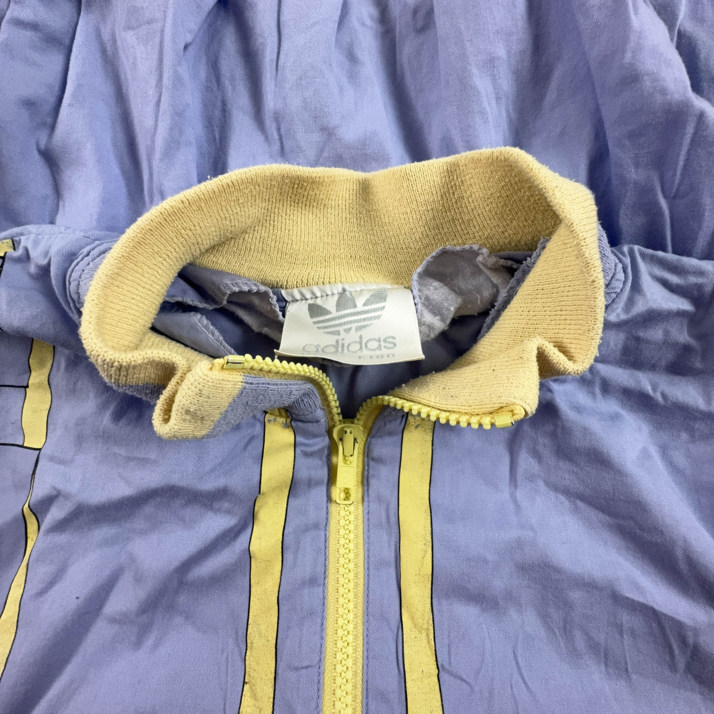 Giacca a vento Adidas Vintage viola e gialla a fantasia geometrica anni 90 - Taglia 180 uomo