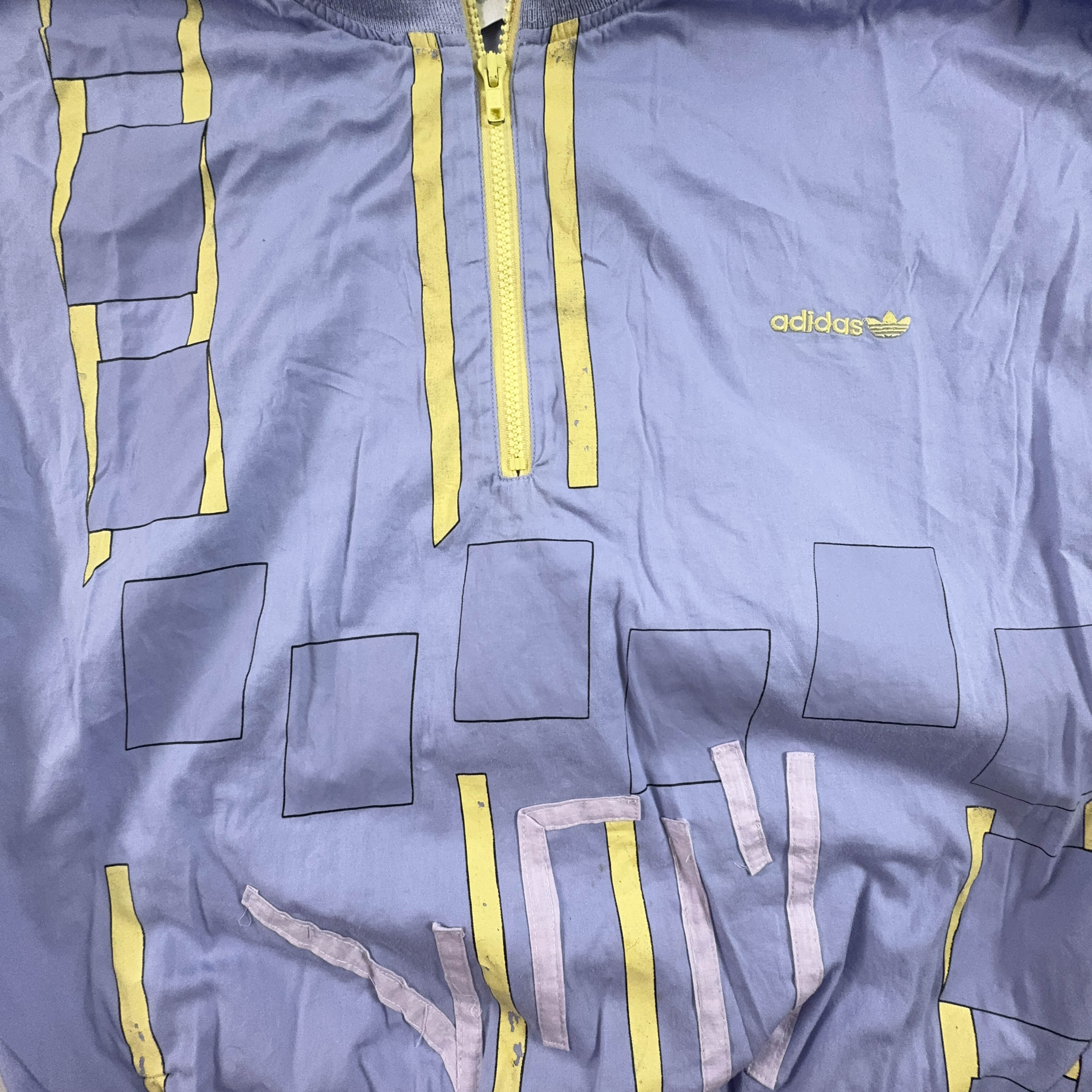 Giacca a vento Adidas Vintage viola e gialla a fantasia geometrica anni 90 - Taglia 180 uomo