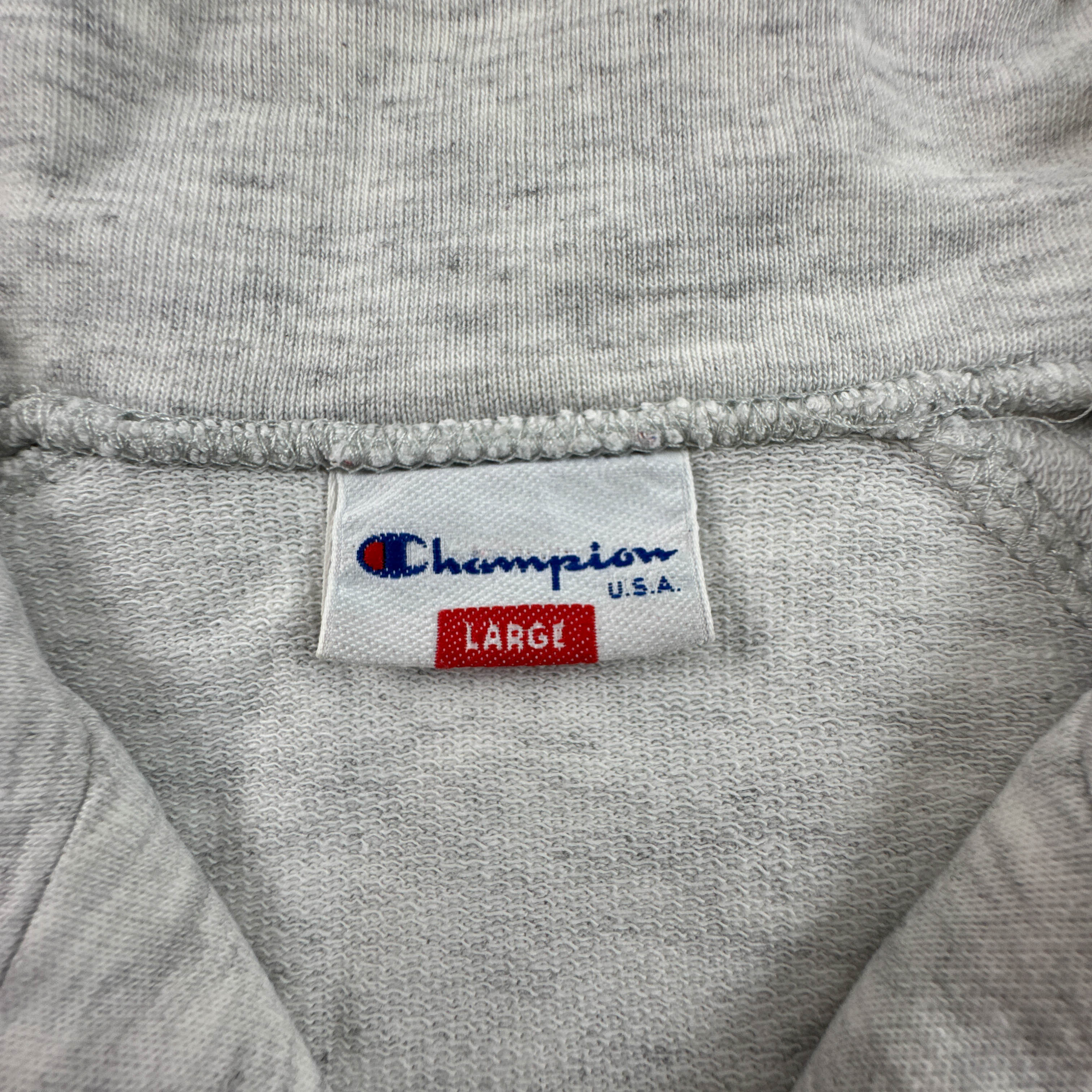 Felpa Champion Vintage grigia e blu quarter zip e ricamo anni 80 90 - Taglia L/XL uomo