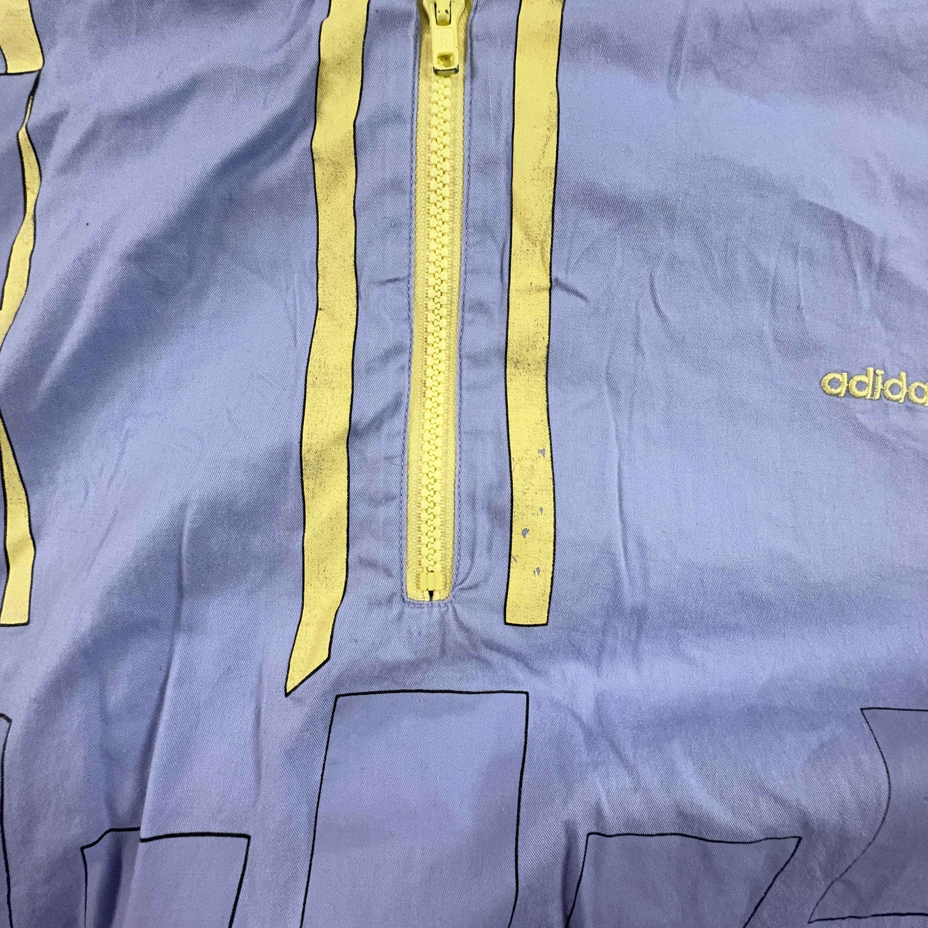 Giacca a vento Adidas Vintage viola e gialla a fantasia geometrica anni 90 - Taglia 180 uomo