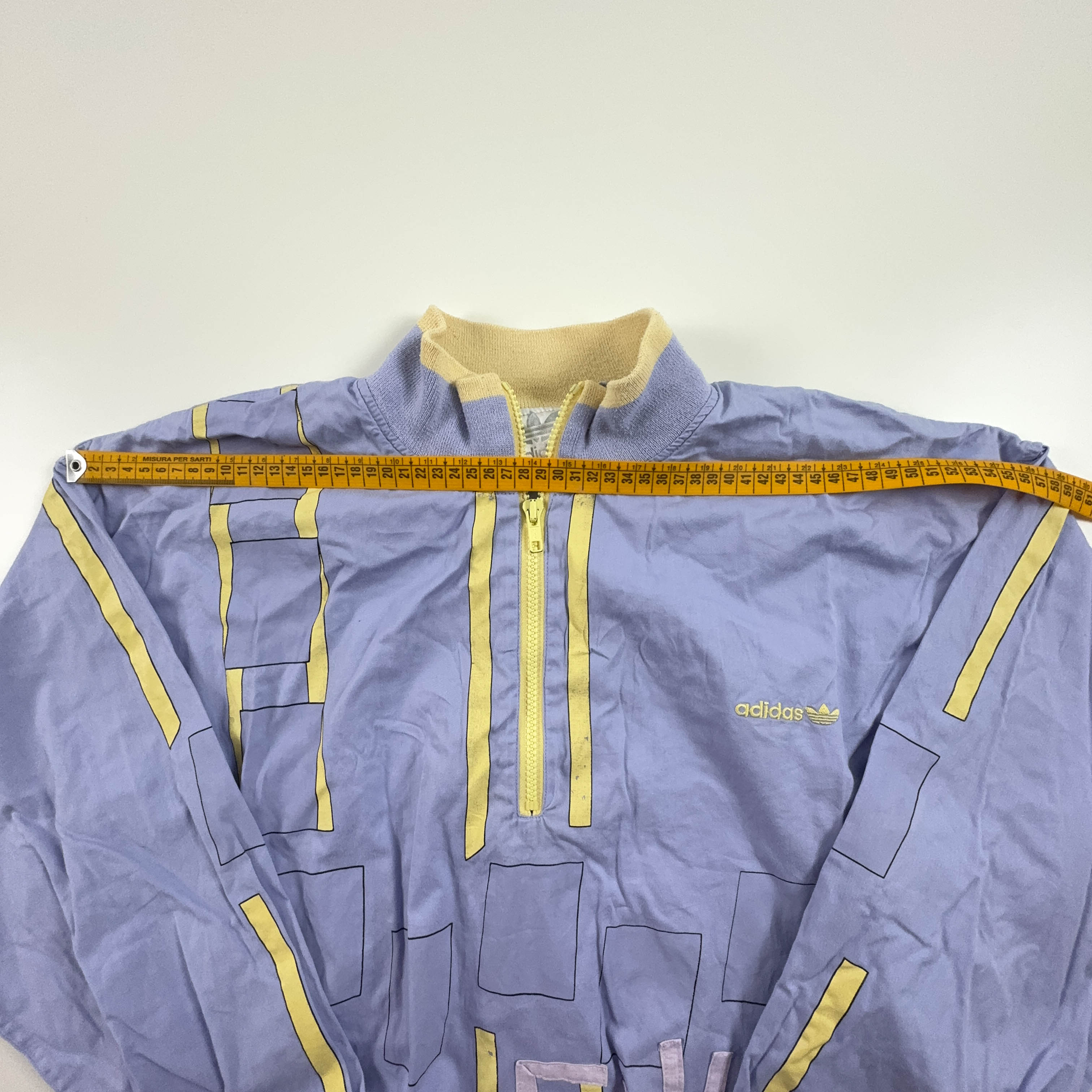 Giacca a vento Adidas Vintage viola e gialla a fantasia geometrica anni 90 - Taglia 180 uomo