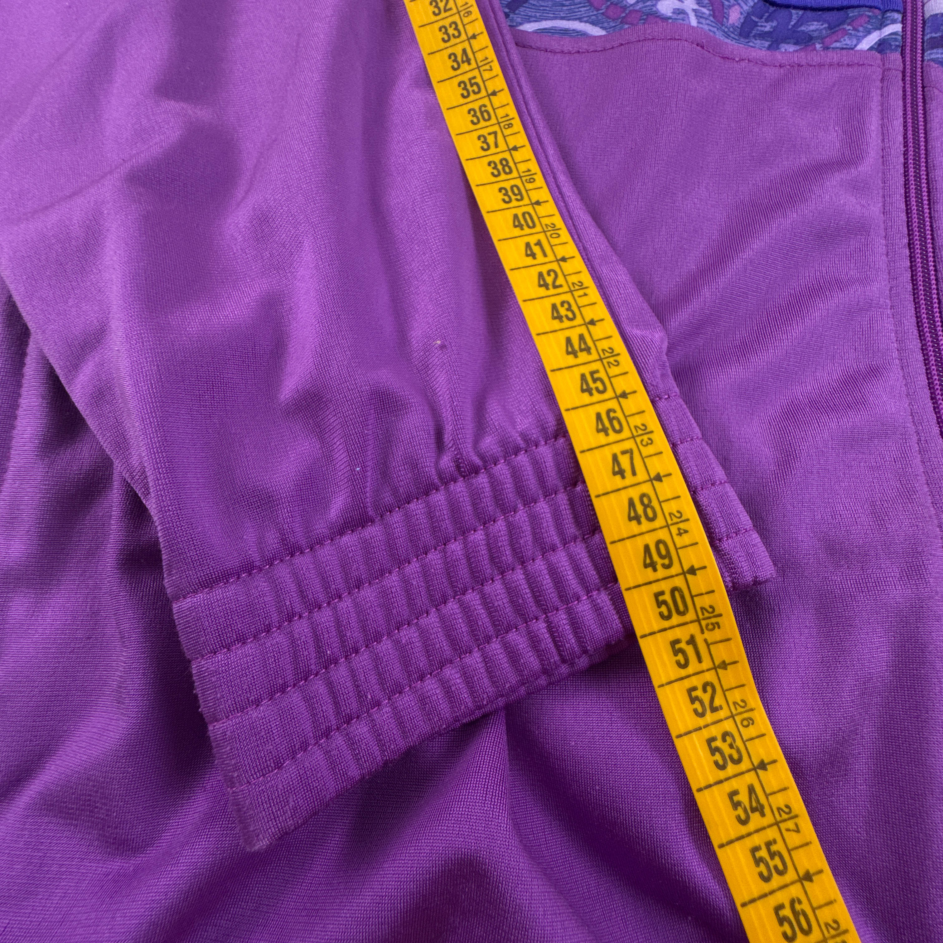 Felpa Lotto Vintage viola lillà con zip e ricami frontali anni 80 90 - Taglia M uomo