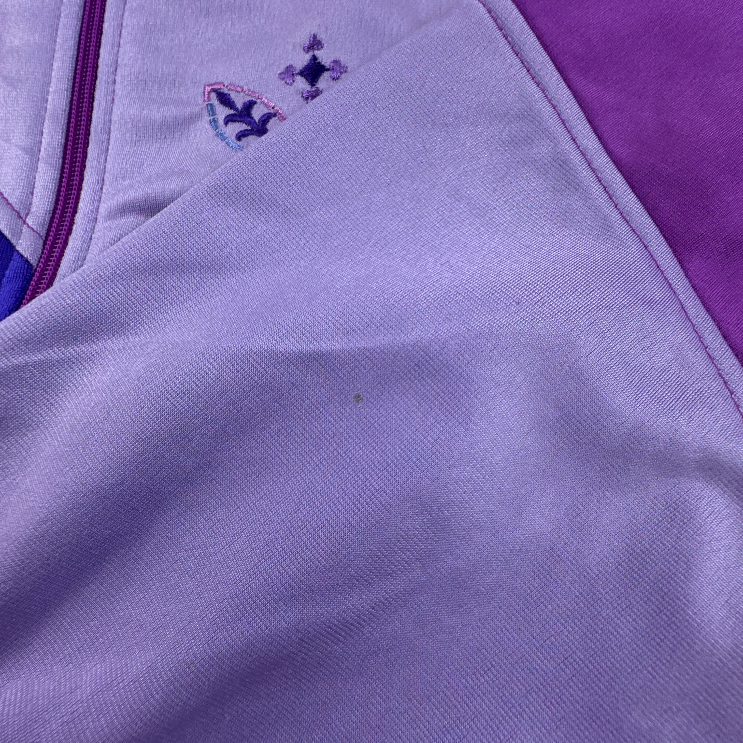 Felpa Lotto Vintage viola lillà con zip e ricami frontali anni 80 90 - Taglia M uomo