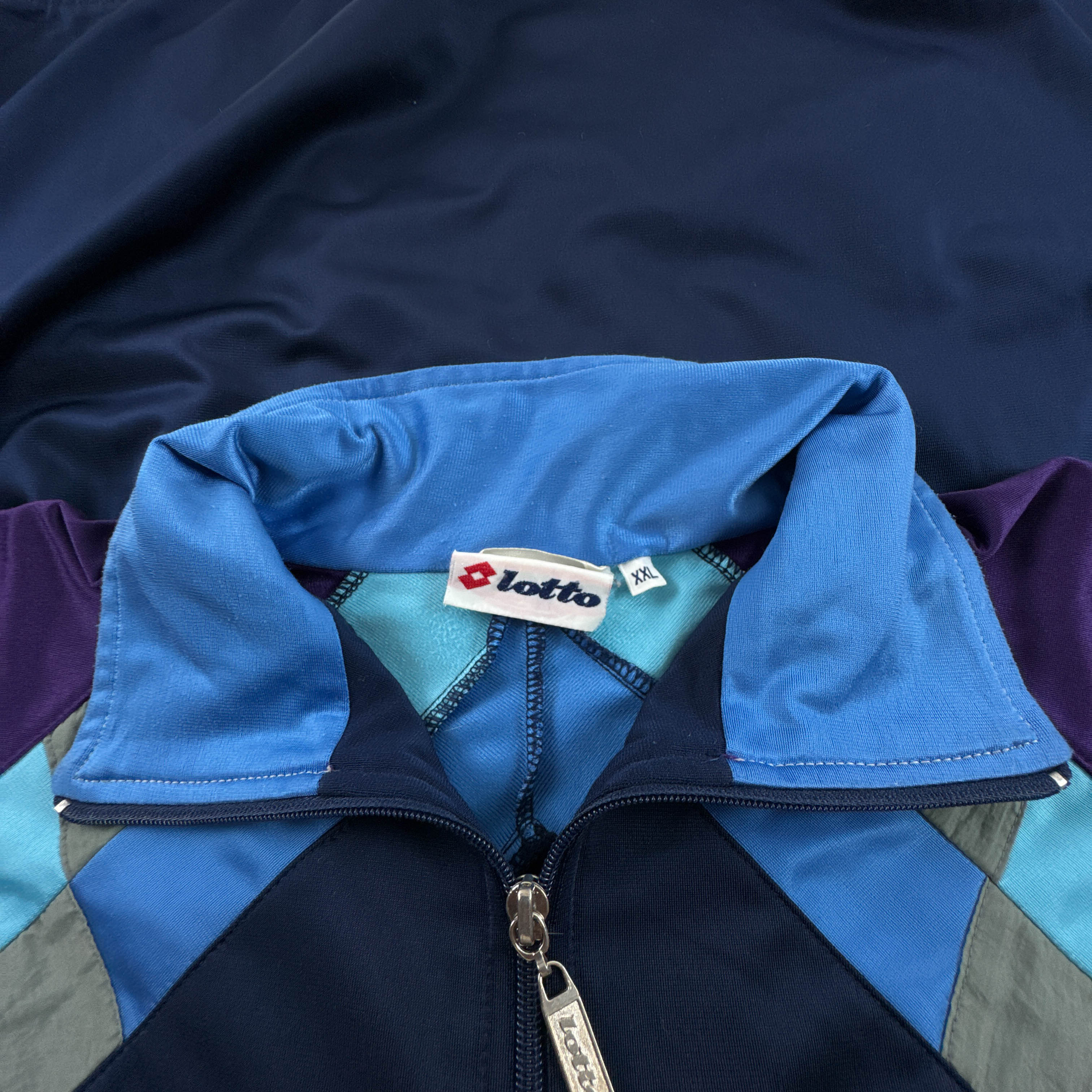 Felpa Lotto Vintage blu viola azzurra con logo ricamato anni 80 90 - Taglia S/M uomo