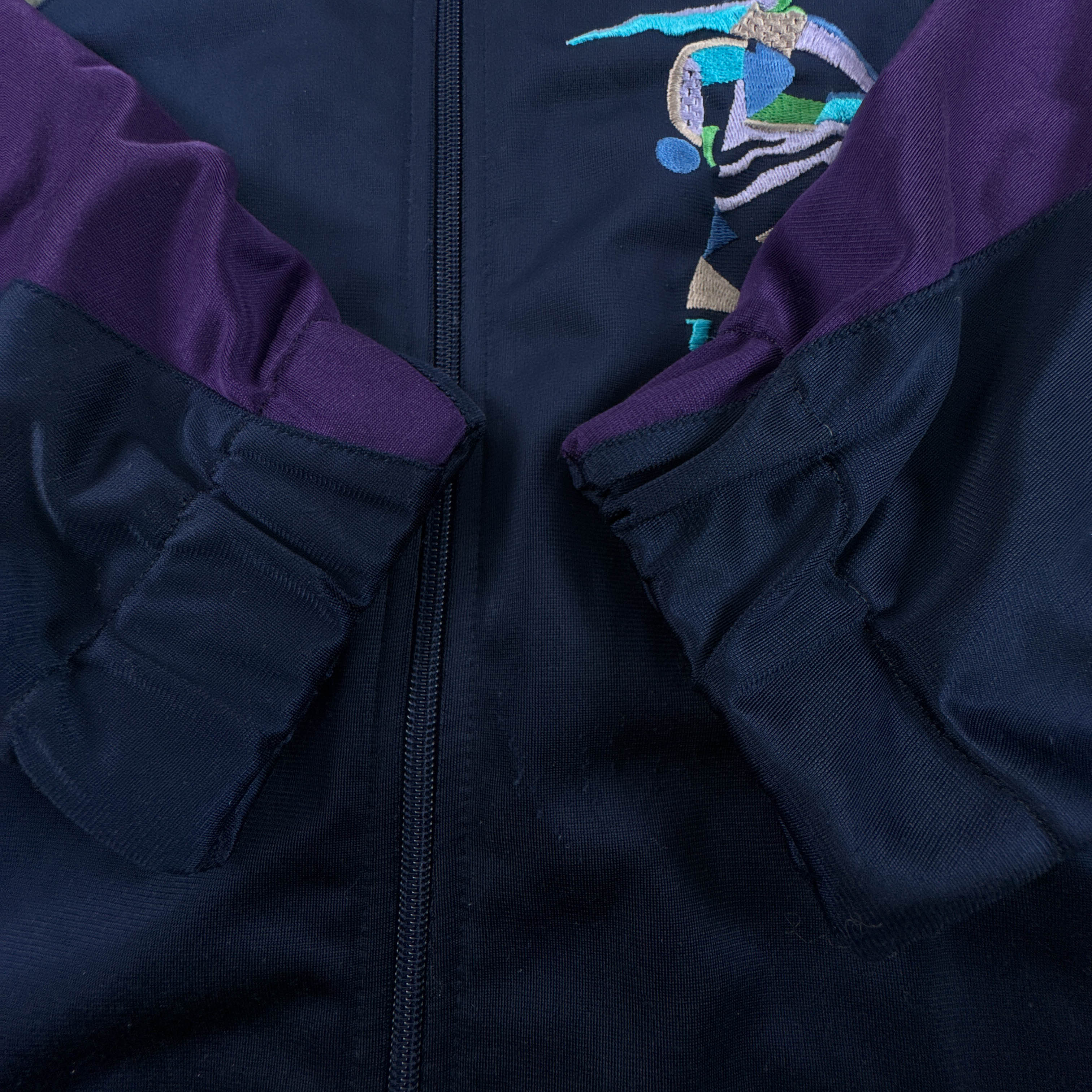 Felpa Lotto Vintage blu viola azzurra con logo ricamato anni 80 90 - Taglia S/M uomo