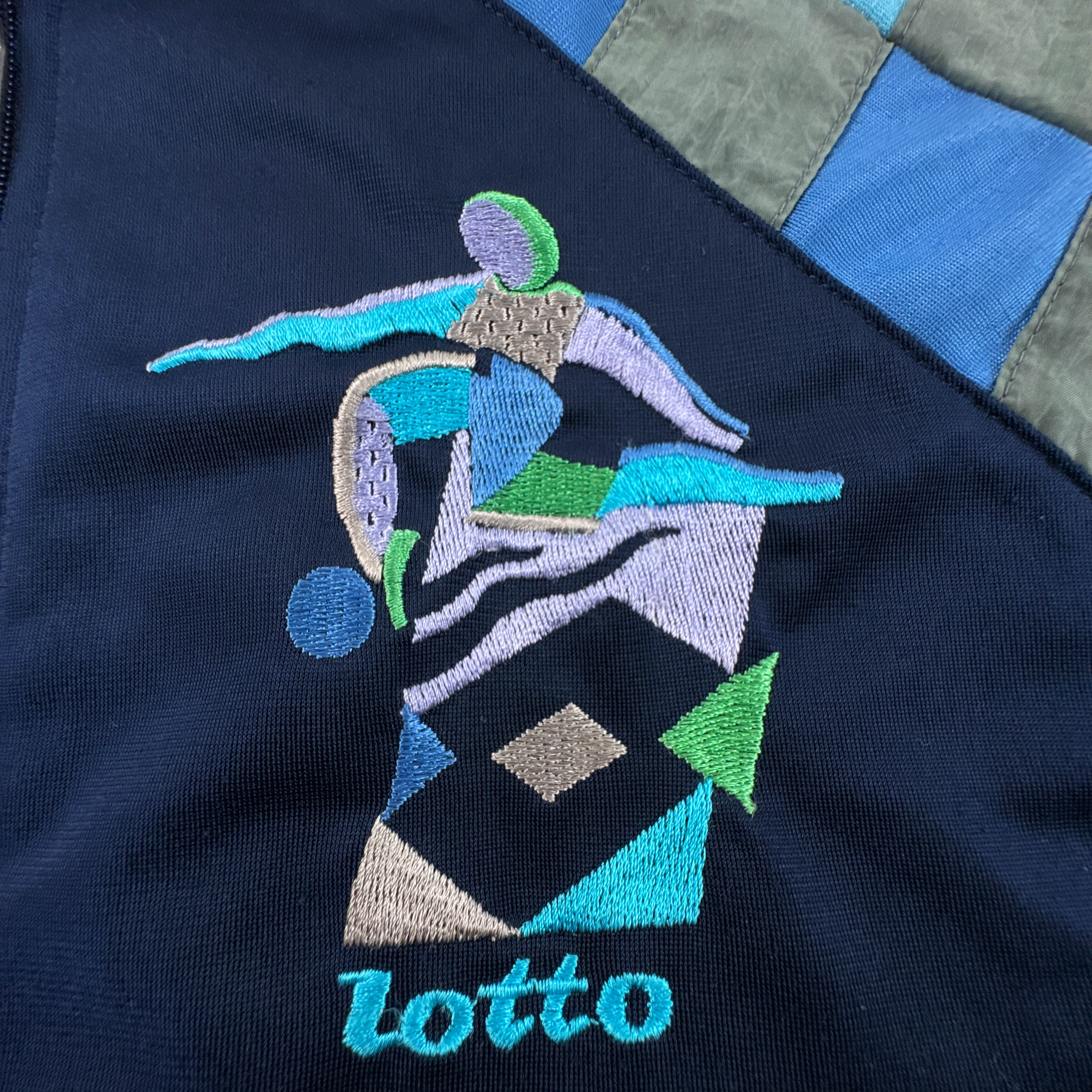 Felpa Lotto Vintage blu viola azzurra con logo ricamato anni 80 90 - Taglia S/M uomo