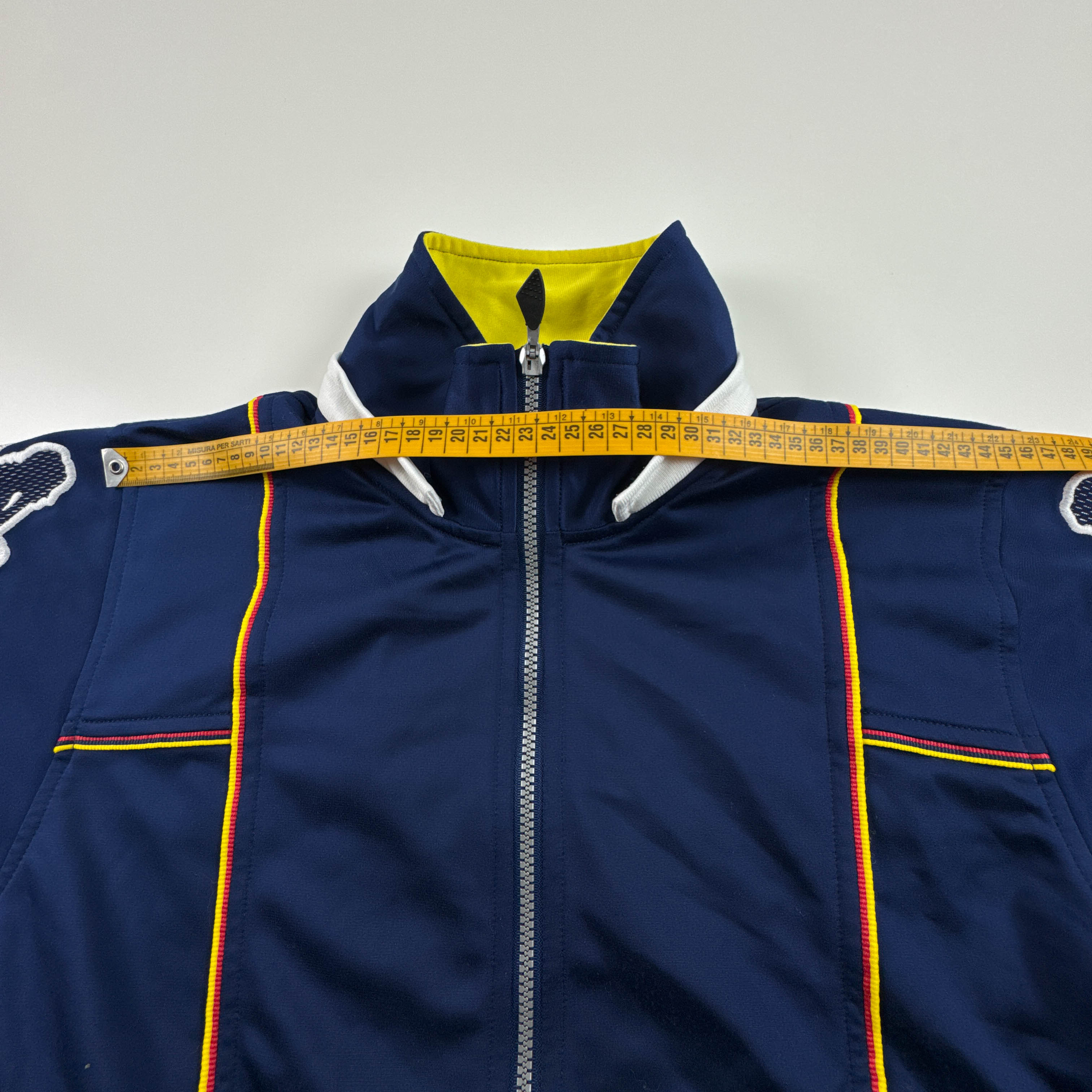 Felpa Kappa Vintage blu e gialla maniche corte con zip anni 80 90 - Taglia M uomo