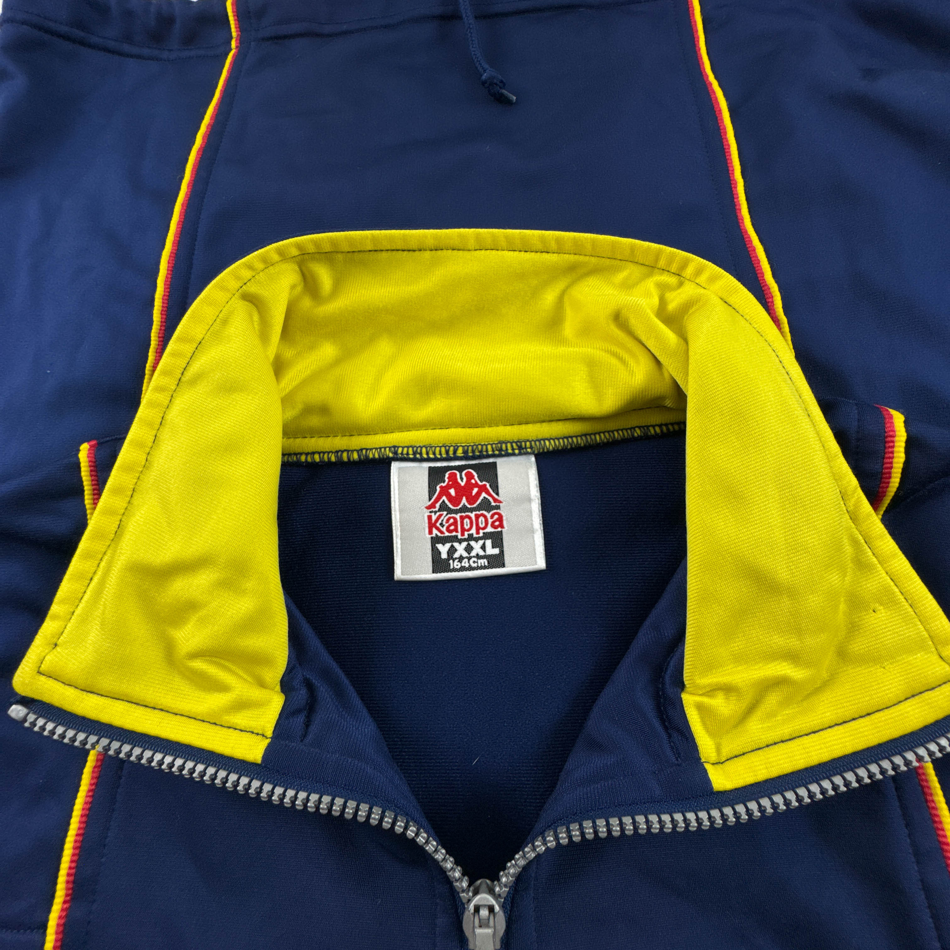 Felpa Kappa Vintage blu e gialla maniche corte con zip anni 80 90 - Taglia M uomo
