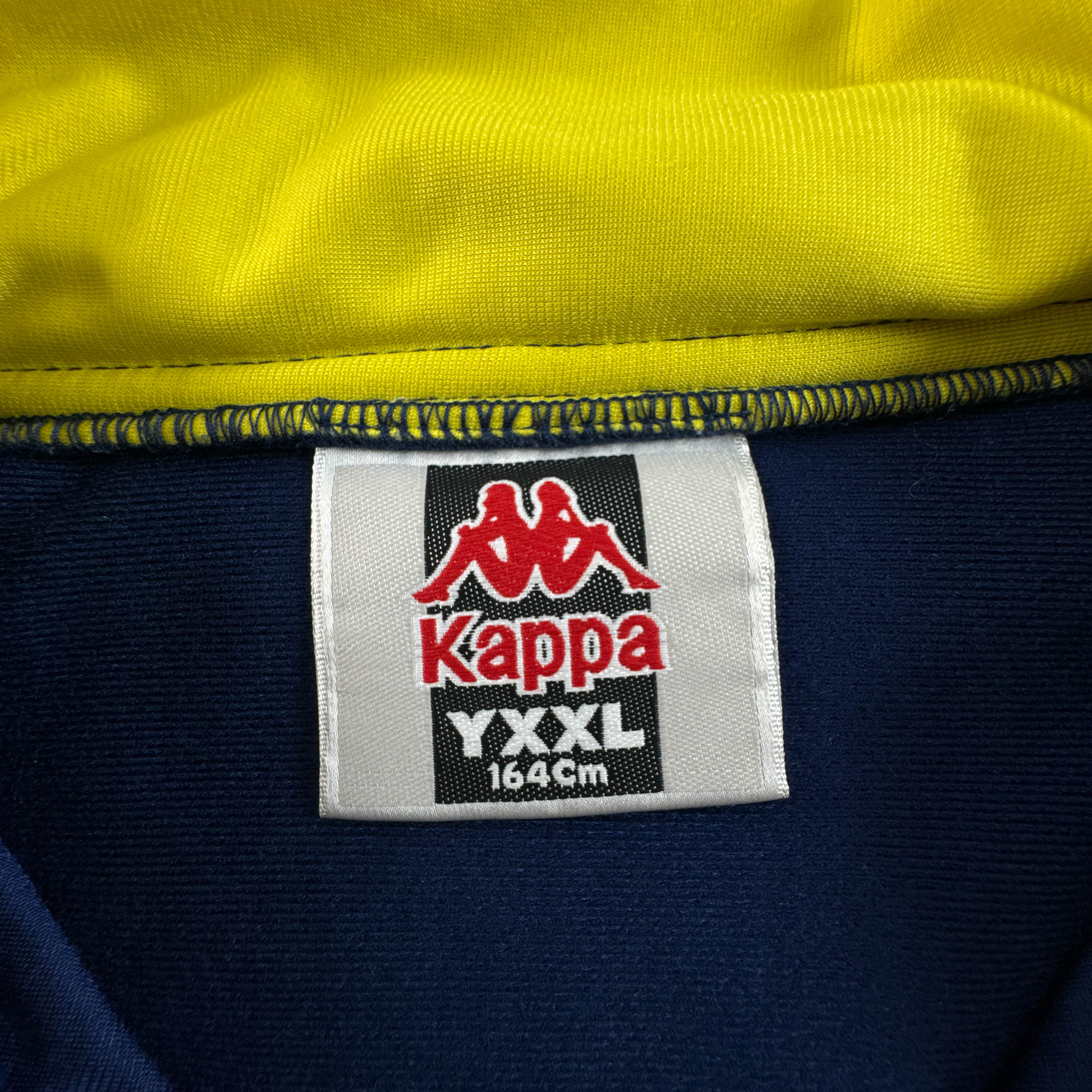 Felpa Kappa Vintage blu e gialla maniche corte con zip anni 80 90 - Taglia M uomo