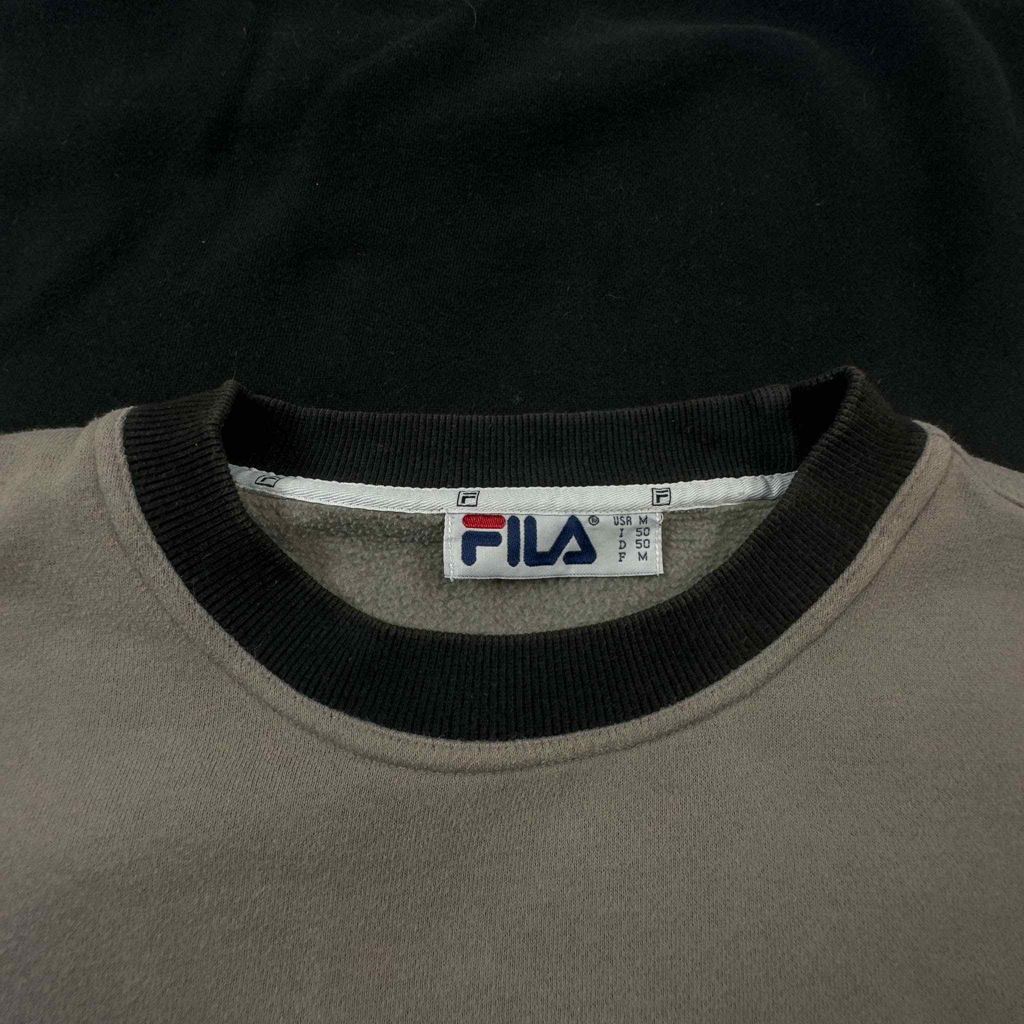 Fila Vintage Black and Grey Crewneck Sweatshirt - Size M/L Men