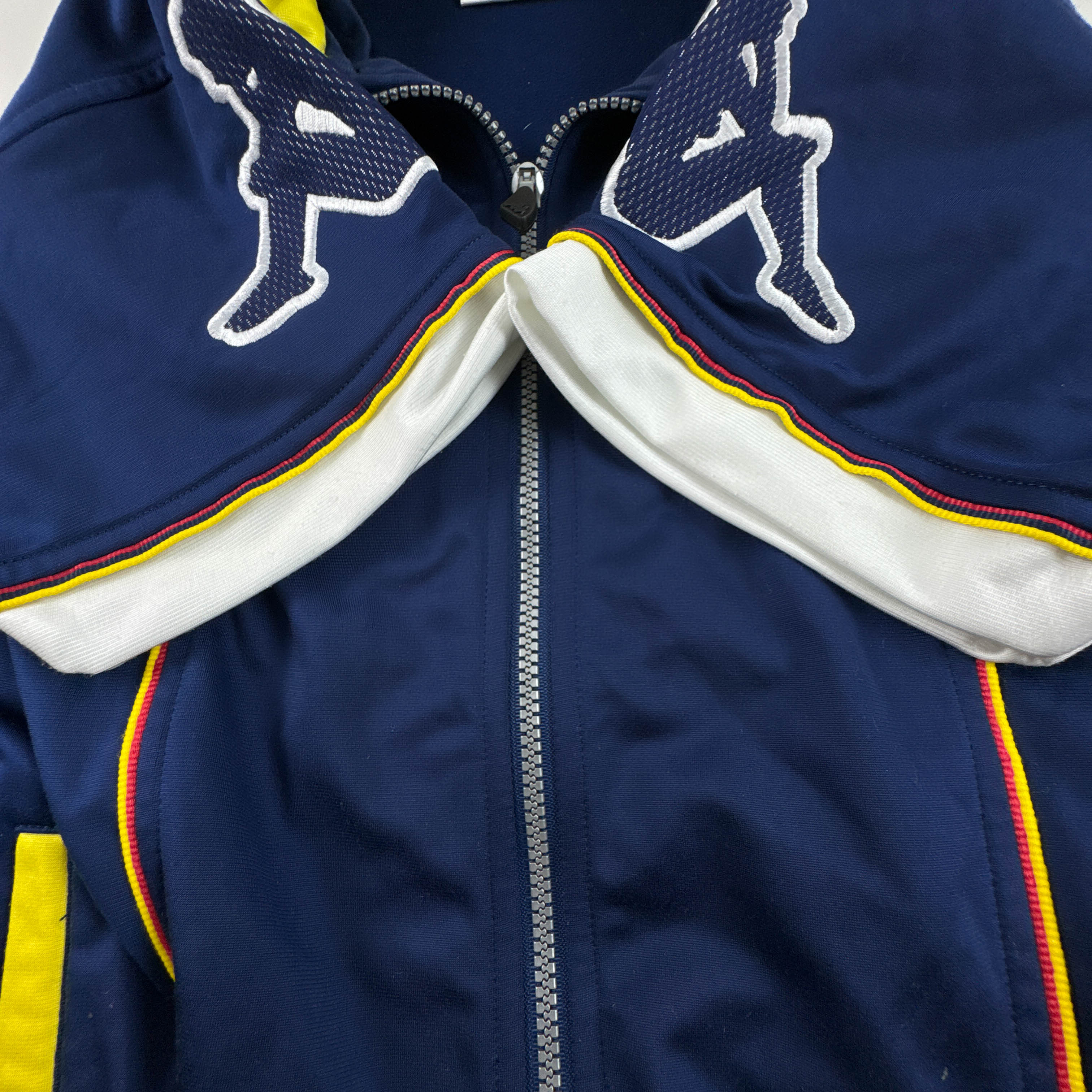 Felpa Kappa Vintage blu e gialla maniche corte con zip anni 80 90 - Taglia M uomo