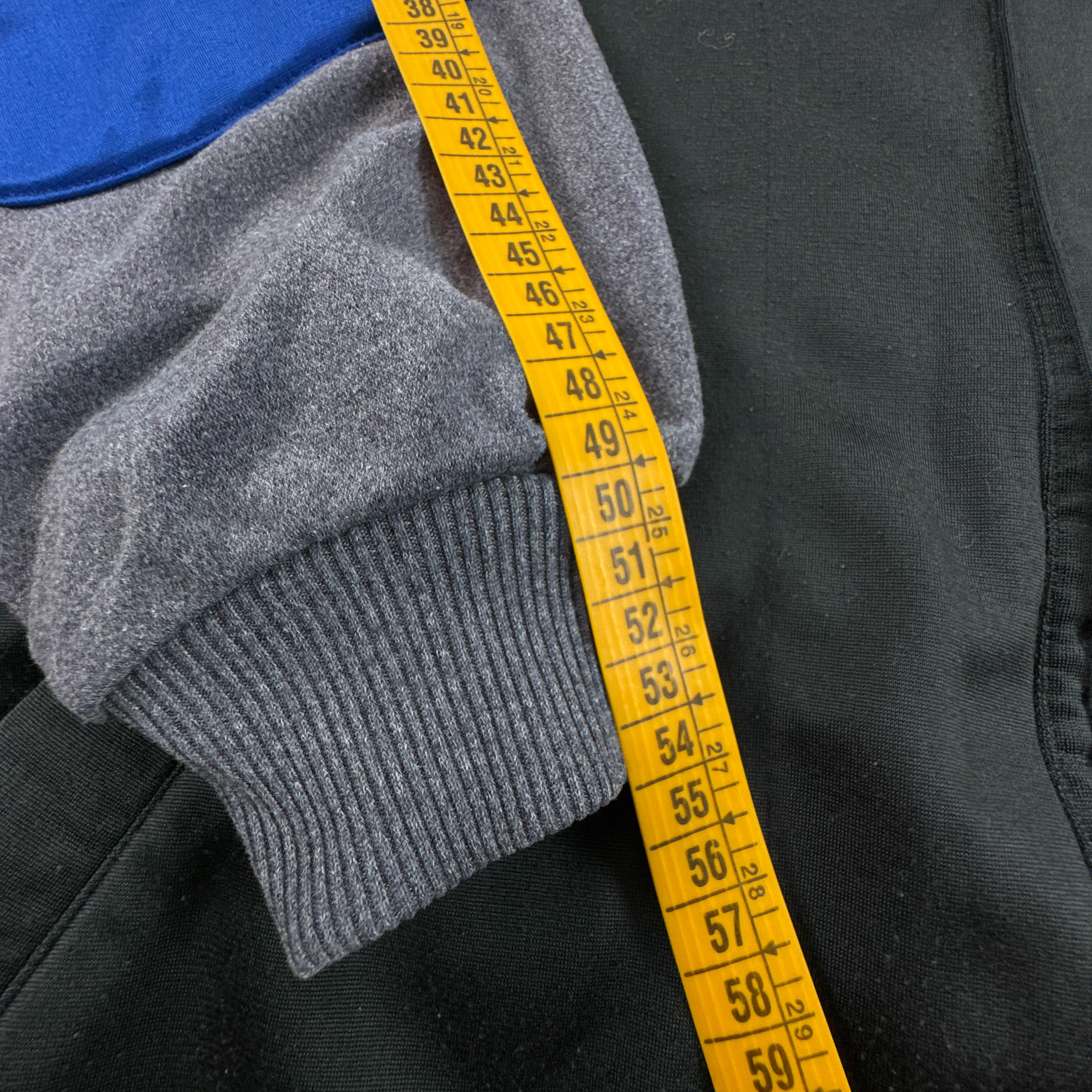 Felpa Nike Vintage grigia nera e blu con zip e bottoni anni 90 - Taglia 50/52 uomo
