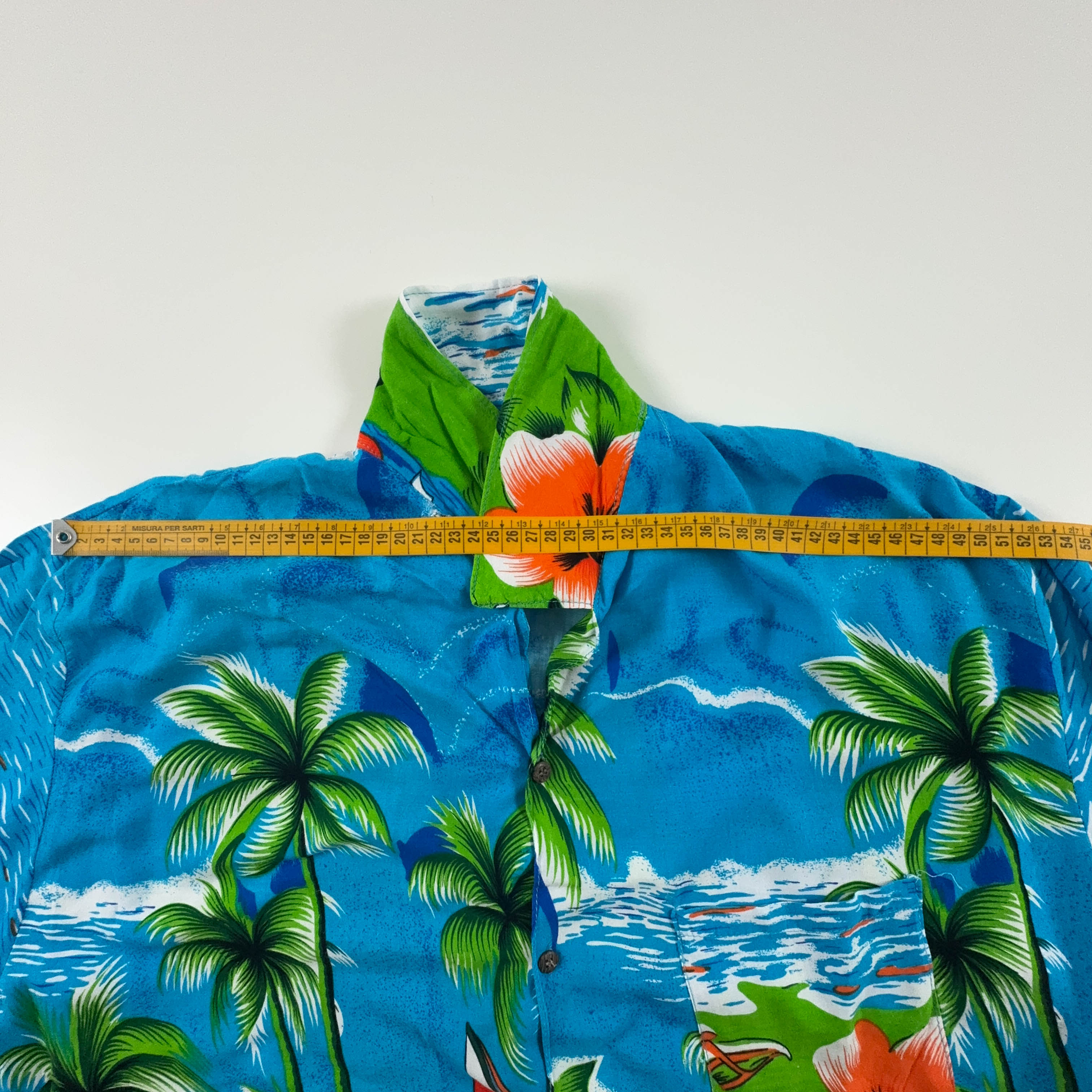 Camicia Vintage azzurra a fantasia Hawaii - Taglia XL/XXL uomo