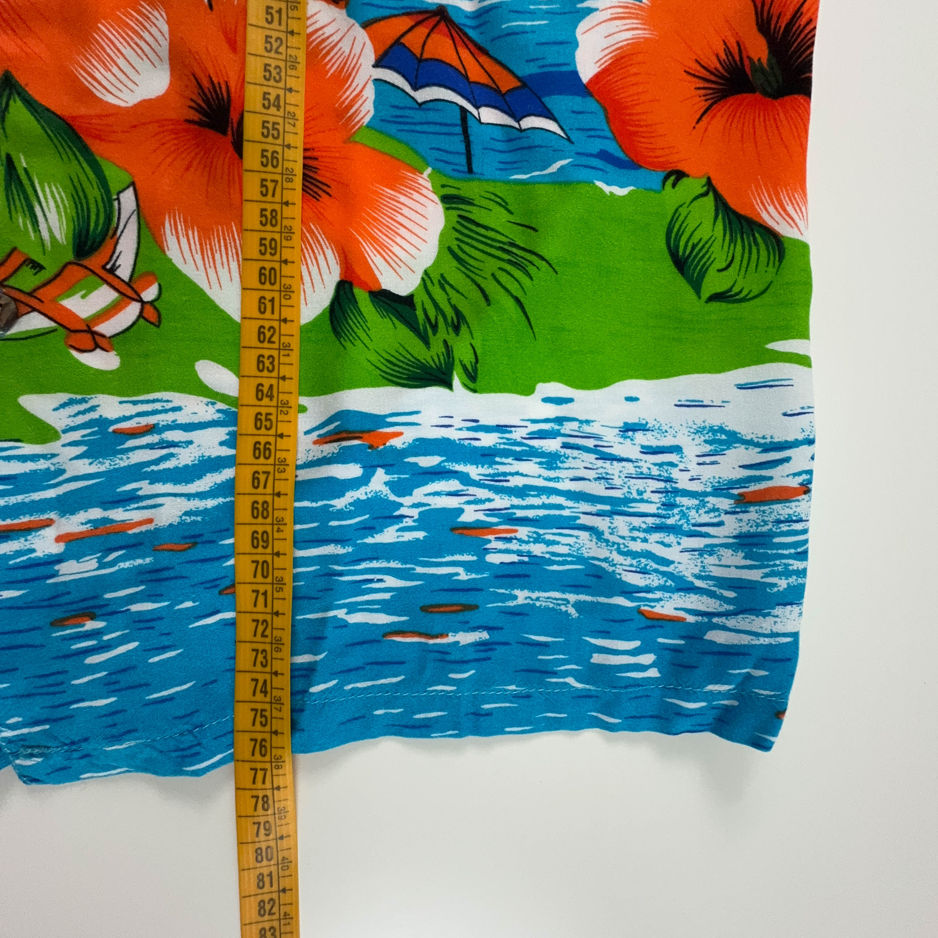 Camicia Vintage azzurra a fantasia Hawaii - Taglia XL/XXL uomo